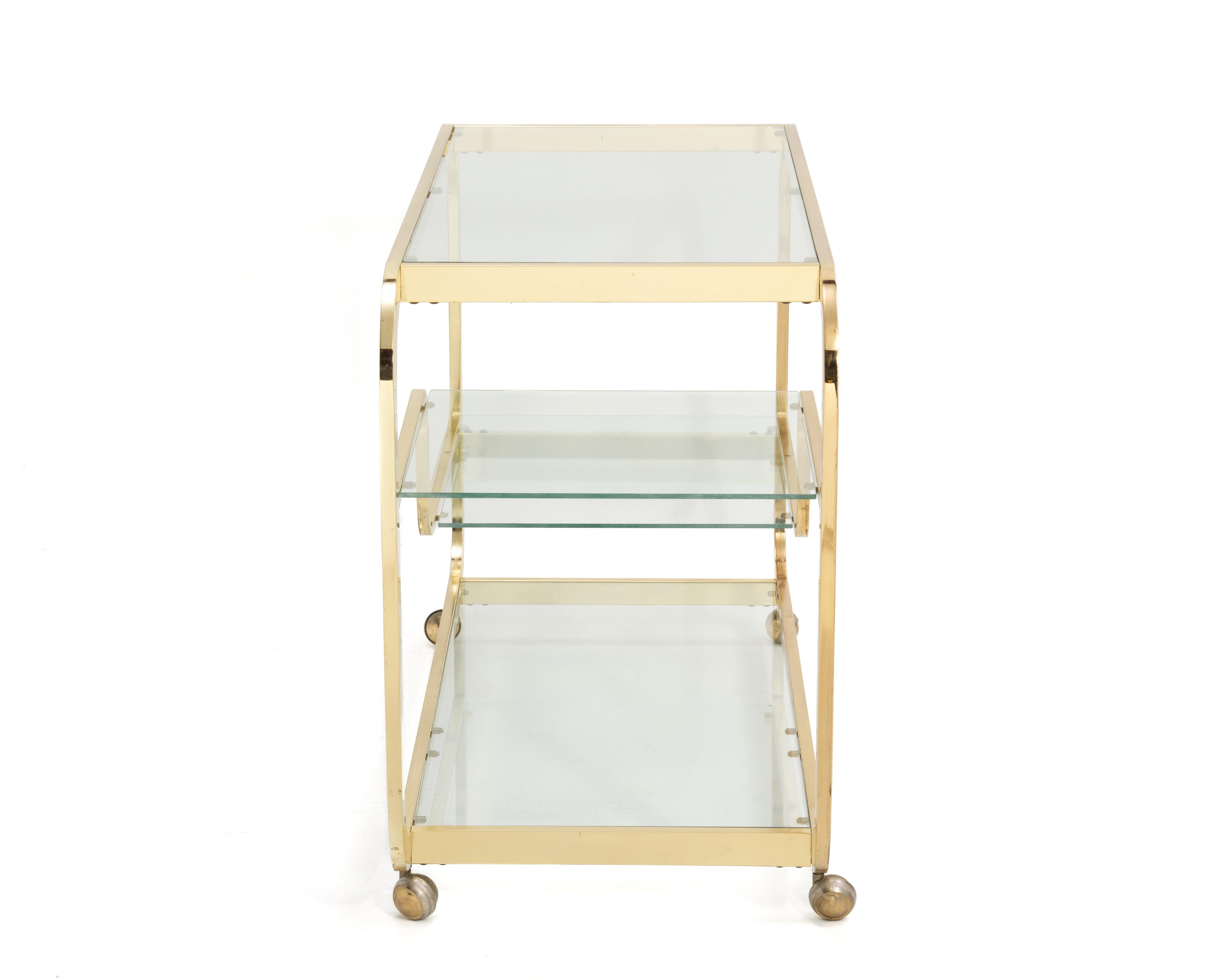 Americano Design Institute America DIA Milo Baughman Carrello da bar in ottone anni '70 Firmato in vendita