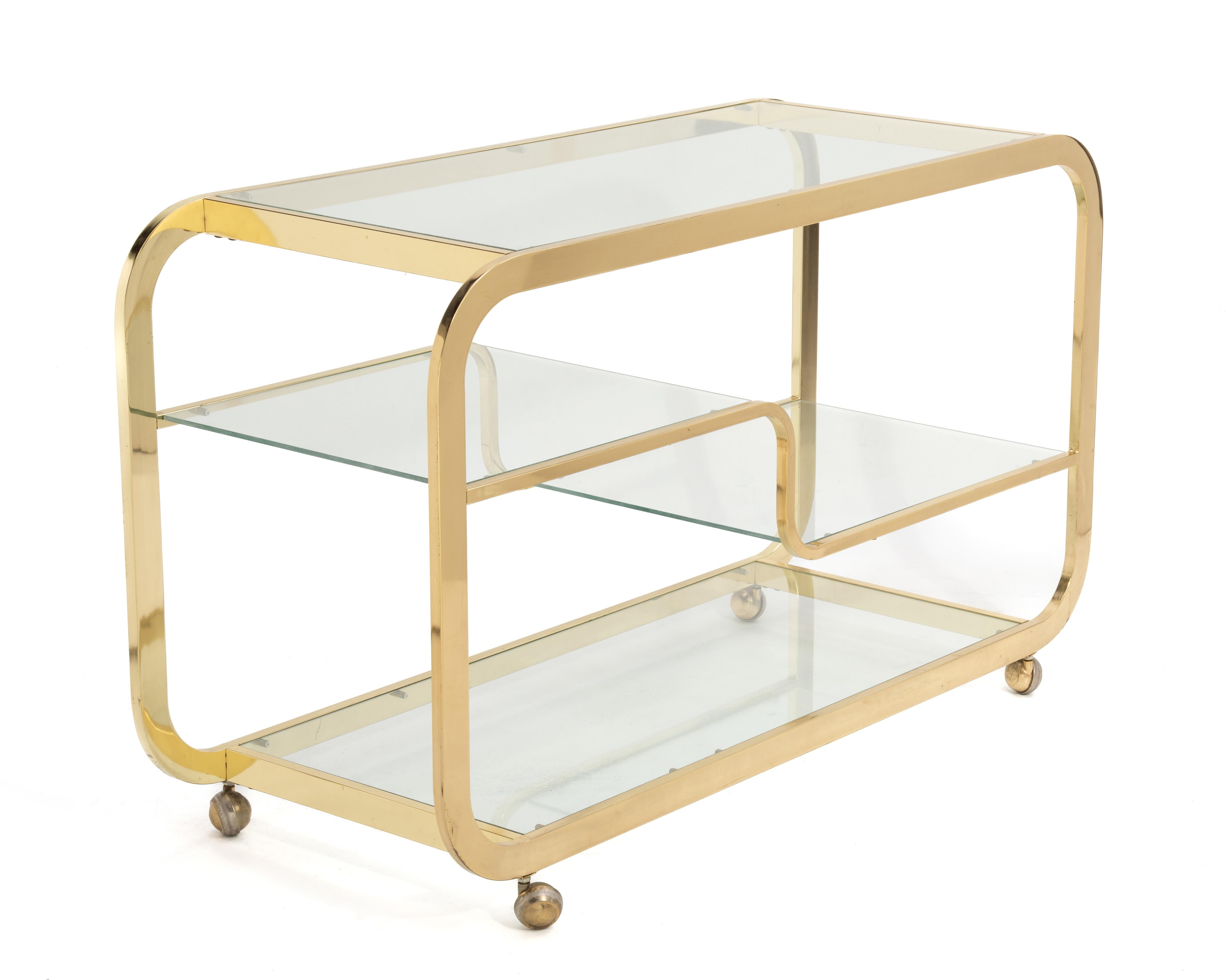 Design Institute America DIA Milo Baughman Carrello da bar in ottone anni '70 Firmato In condizioni buone in vendita a Forest Grove, PA