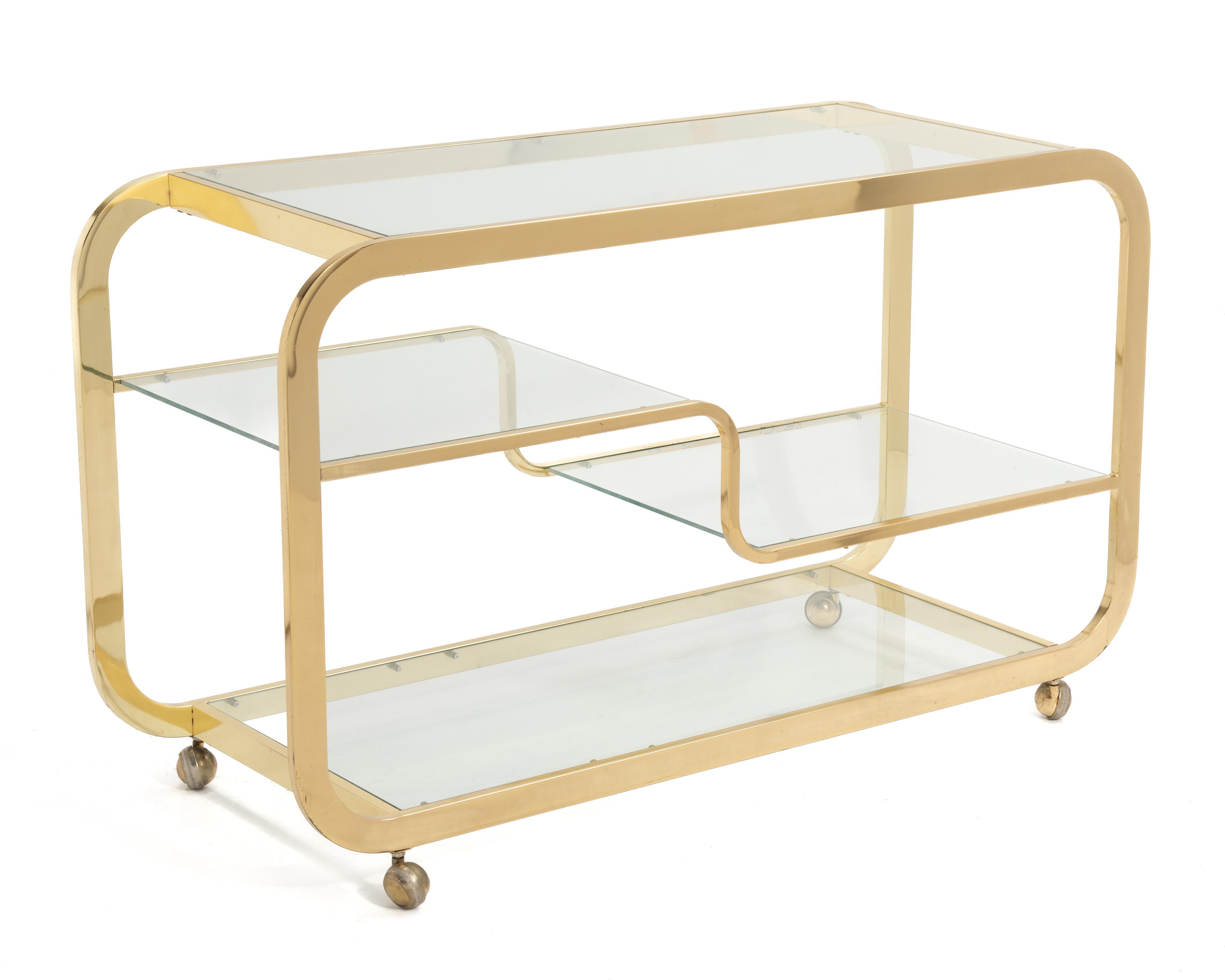 Fine XX secolo Design Institute America DIA Milo Baughman Carrello da bar in ottone anni '70 Firmato in vendita