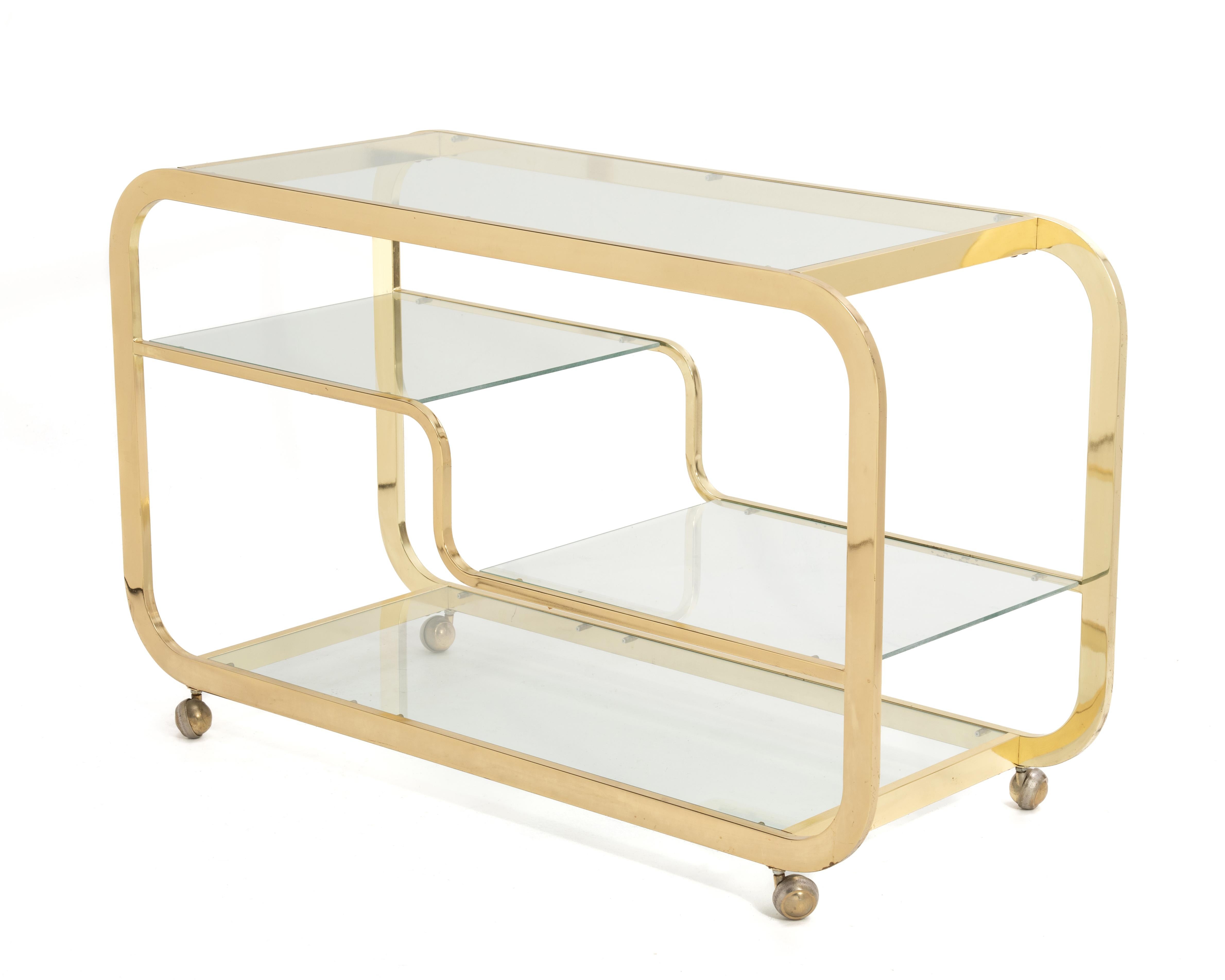 Design Institute America DIA Milo Baughman Carrello da bar in ottone anni '70 Firmato in vendita 1