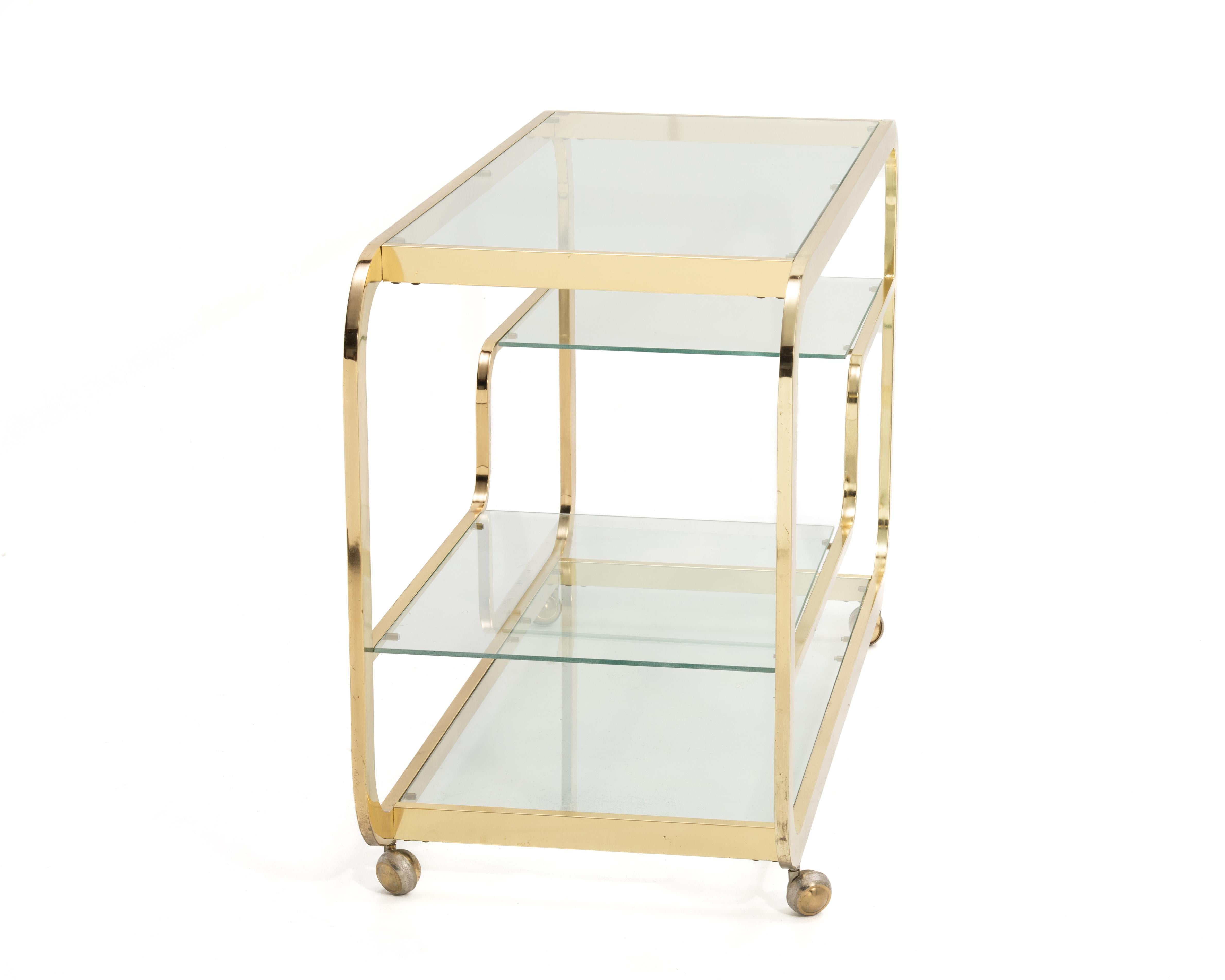 Design Institute America DIA Milo Baughman Carrello da bar in ottone anni '70 Firmato in vendita 2
