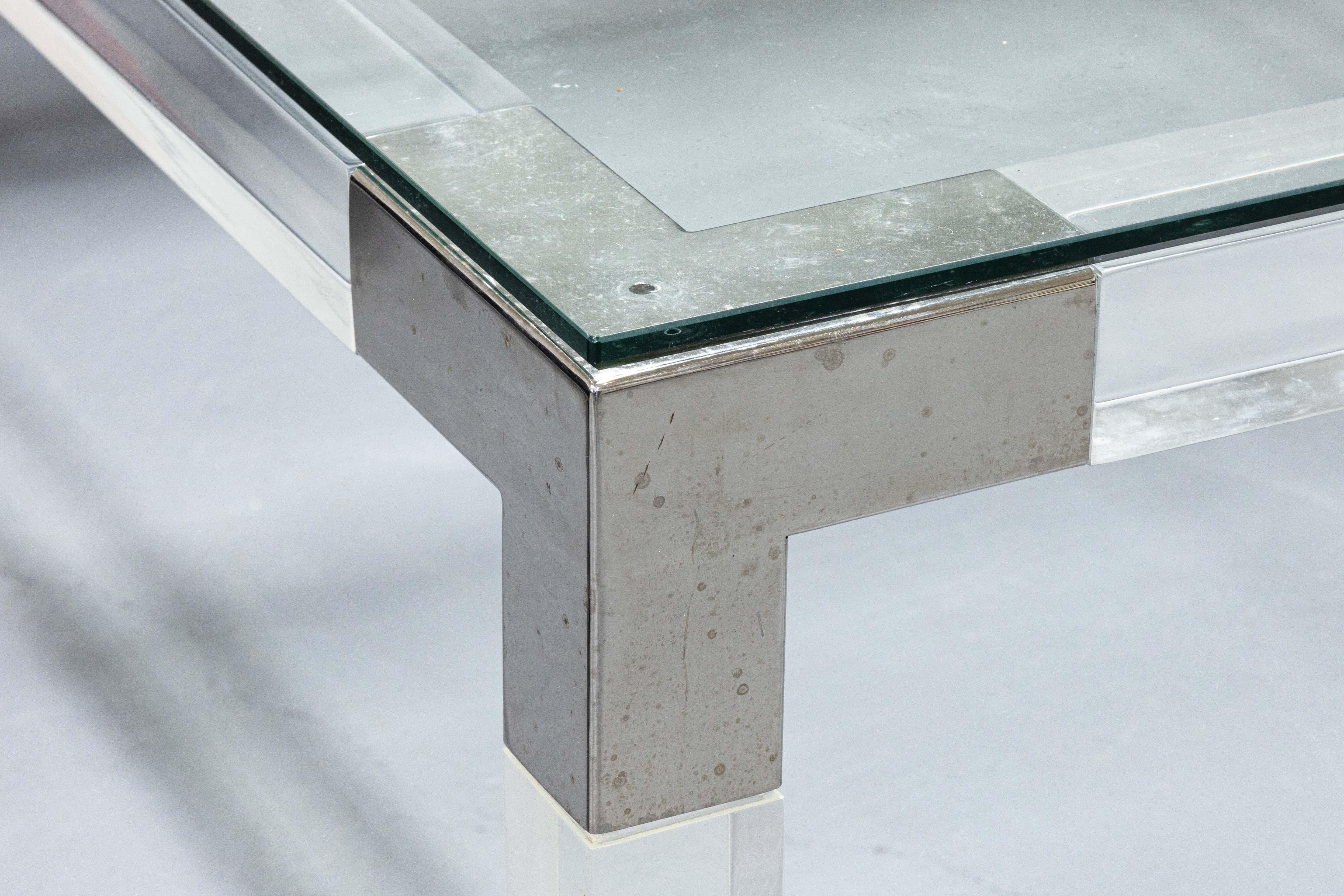 Moderner Cocktail-Couchtisch aus Glas, Lucite und Chrom, America Glass, Design Institute America (20. Jahrhundert) im Angebot