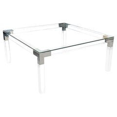 Design Institute America Glass Lucite and Chrome Modern Cocktail Coffee Table