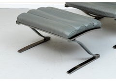 Design Institute America Grey Leather Lounge With Ottoman