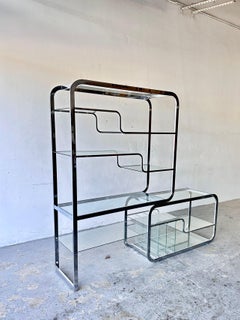 Design Institute America  Mid Century Chrome  Etagere Room Divider Display Shelf