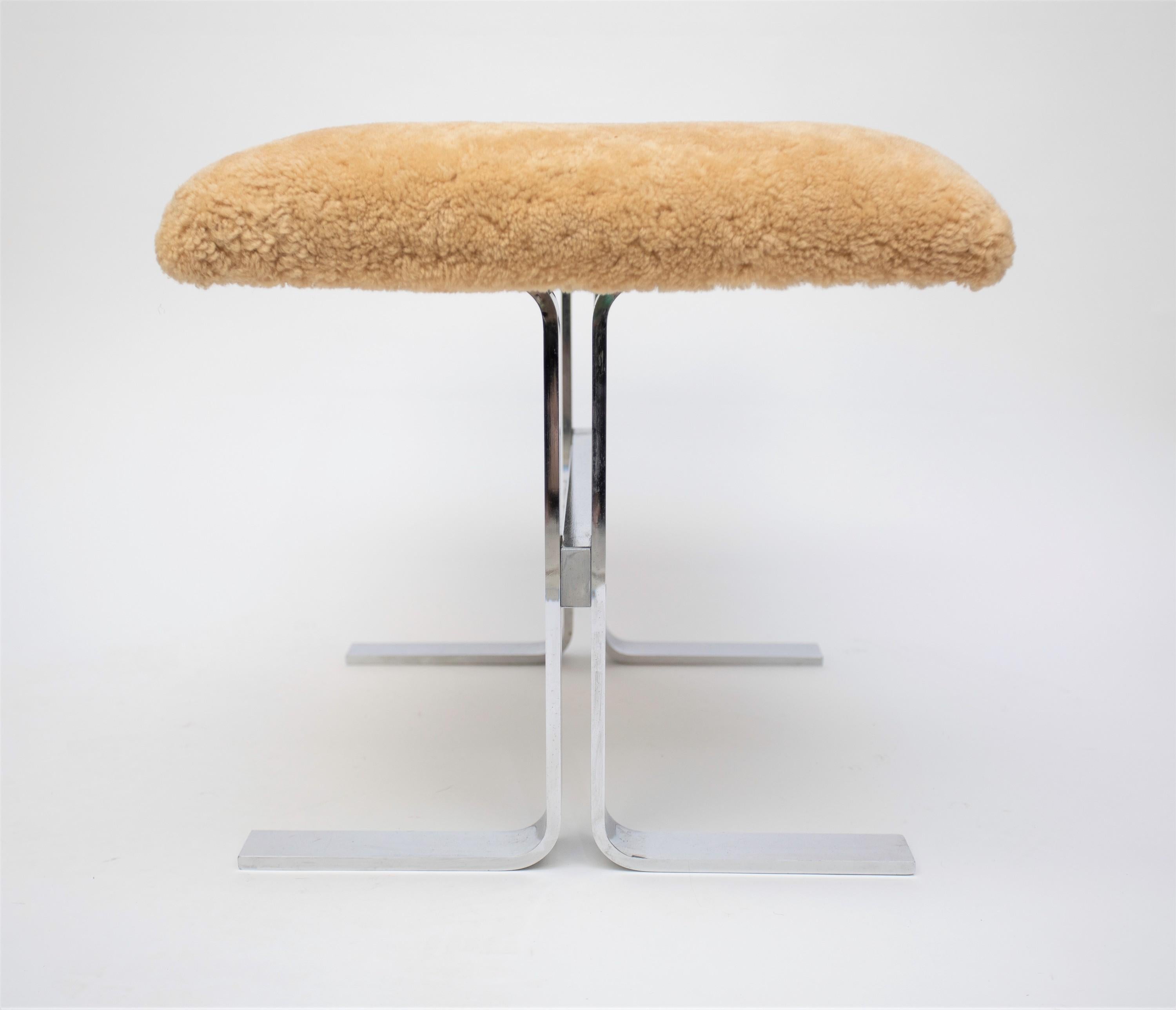 Mid-20th Century Design Institute of America Benches in Sheepskin / Shearling