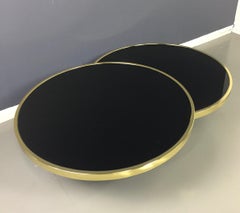 Design Institute of America Brass and Black Glass Swivel Cocktail Table
