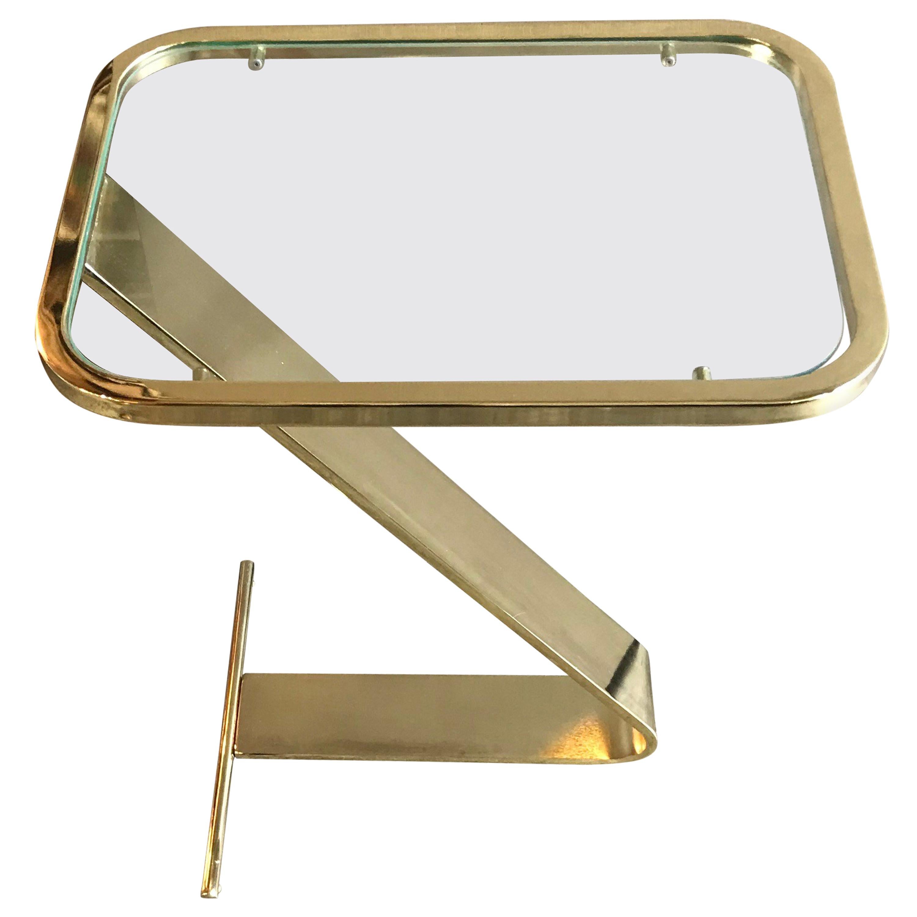Design Institute of America Brass and Glass Side Table