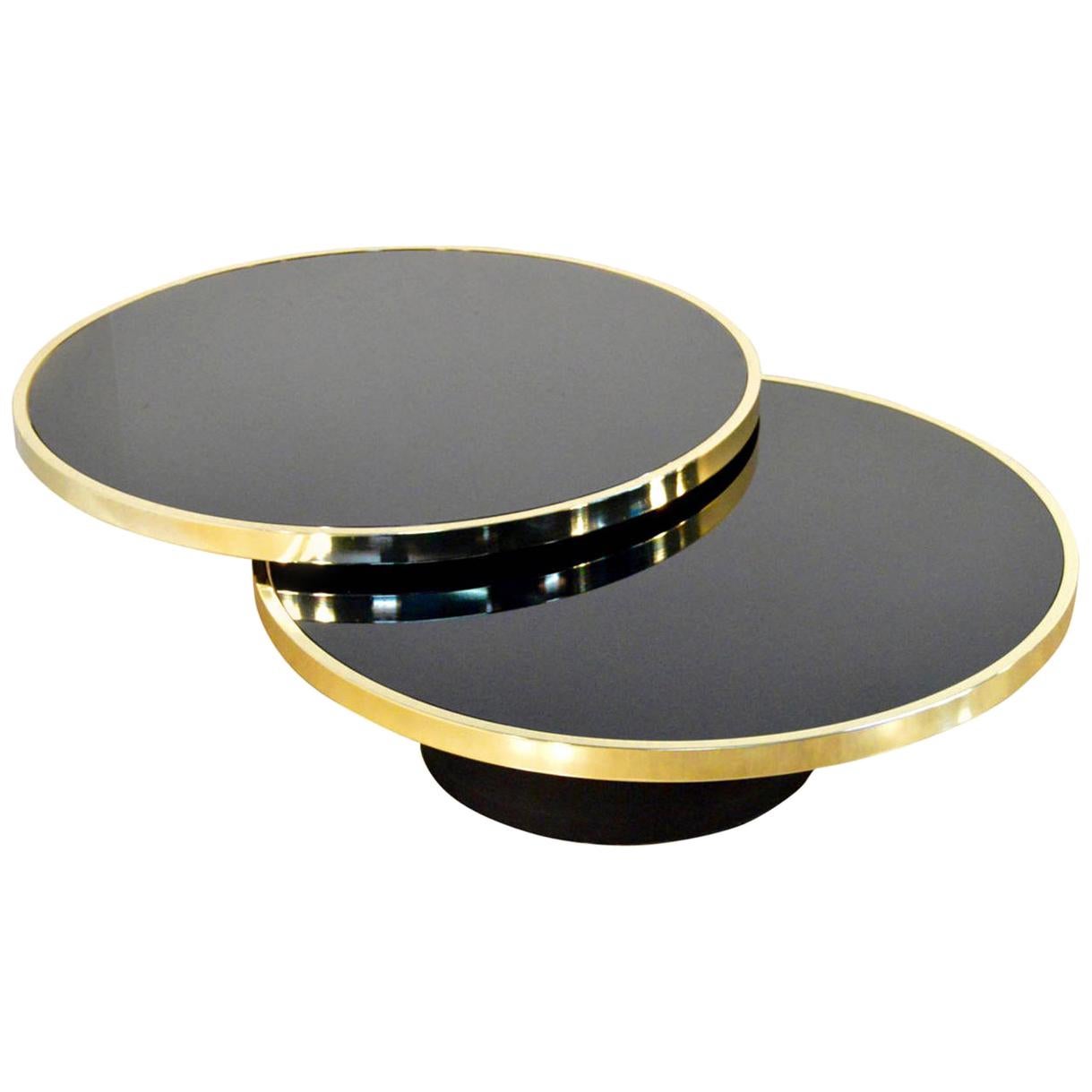 Design Institute of America Table cocktail pivotante en laiton et verre