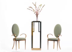Design Institute of America Brushed Brass Tall Oval Back Side Chairs