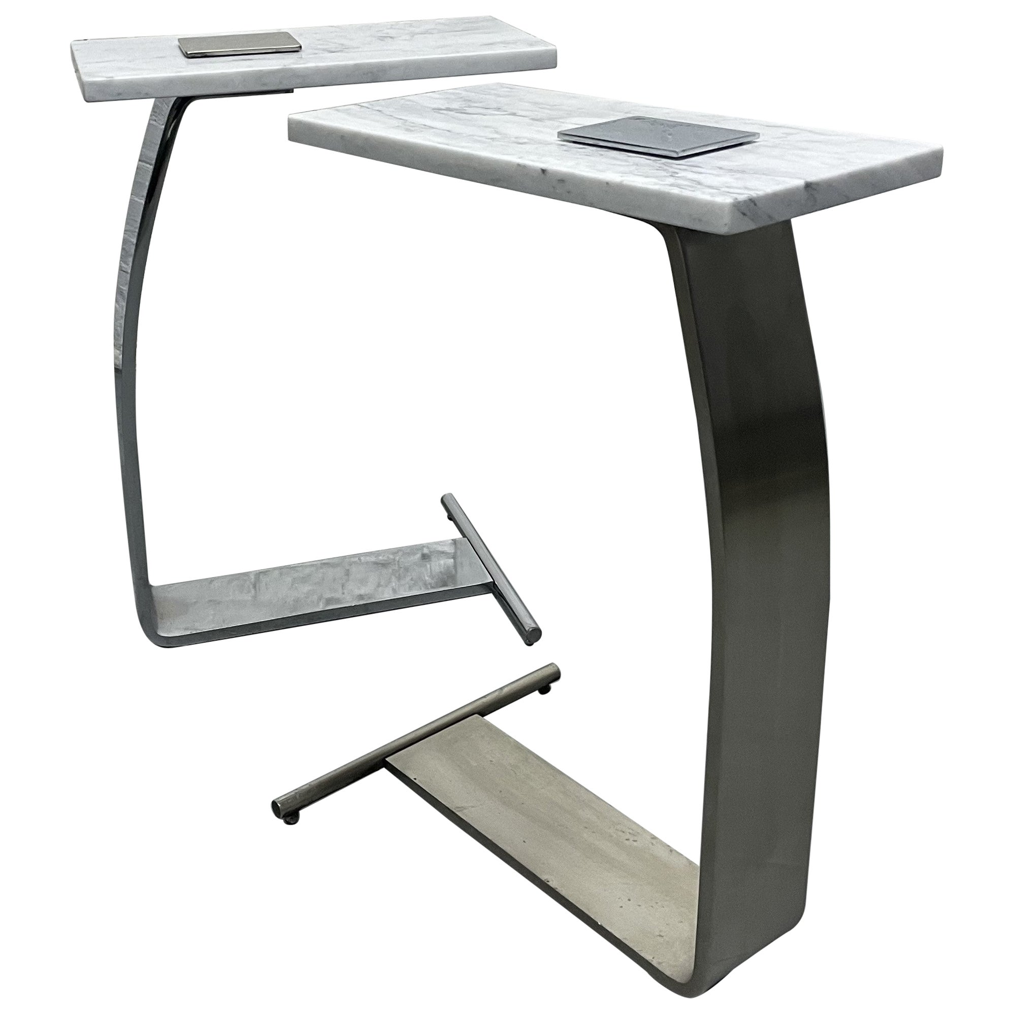 Design Institute of America Carrara Marble and Nickel End Tables