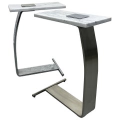 Design Institute of America Carrara Marble and Nickel End Tables