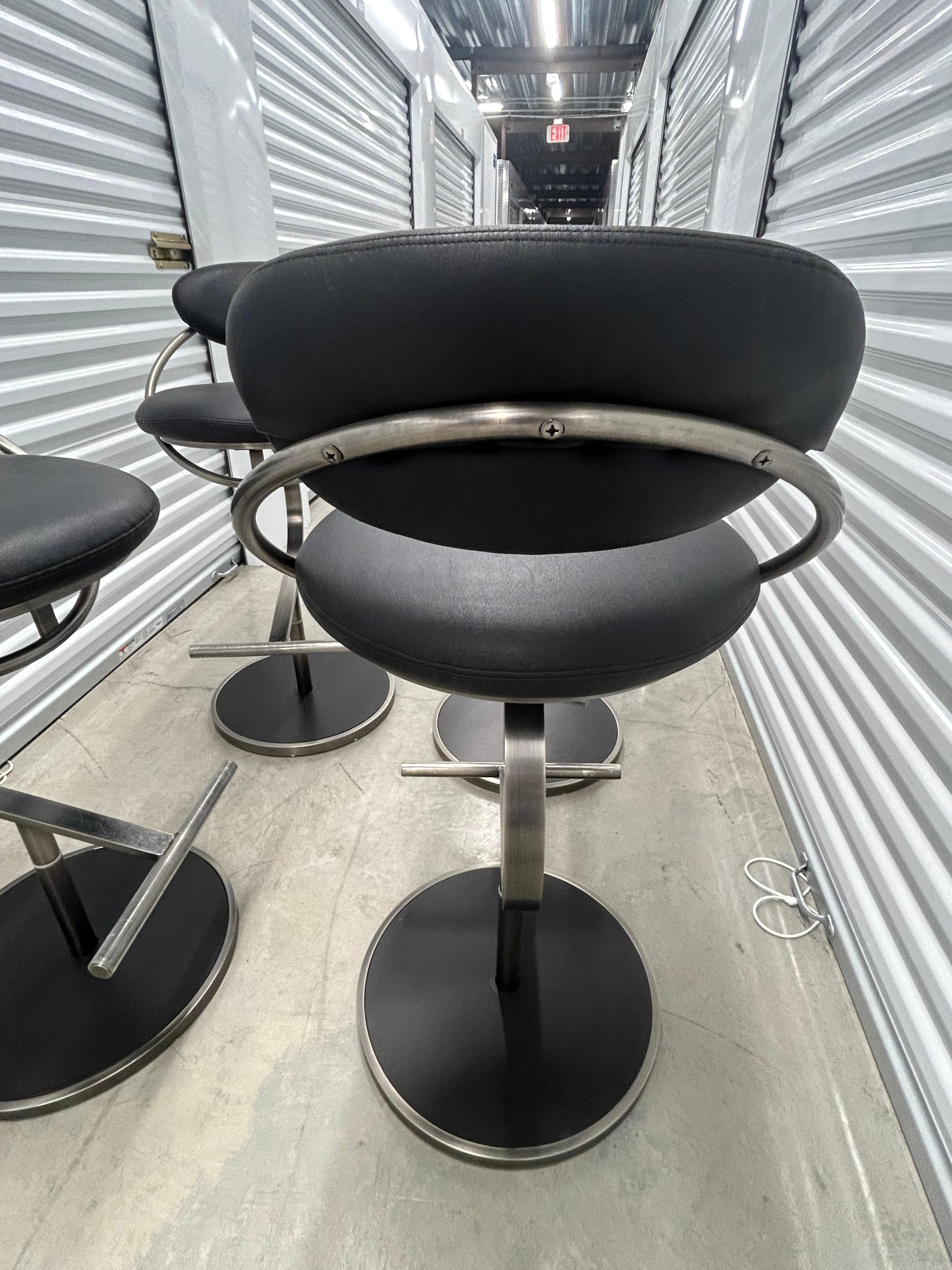Design Institute of America, chrome and leather barstools For Sale at