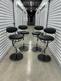 Tabourets de bar en chrome et cuir du Design Institute of America