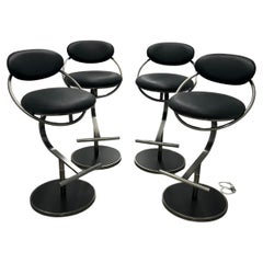 Tabourets de bar en chrome et cuir du Design Institute of America