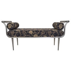 Design Institute of America DIA Hollywood Regency Style Brushed Nickel Bench