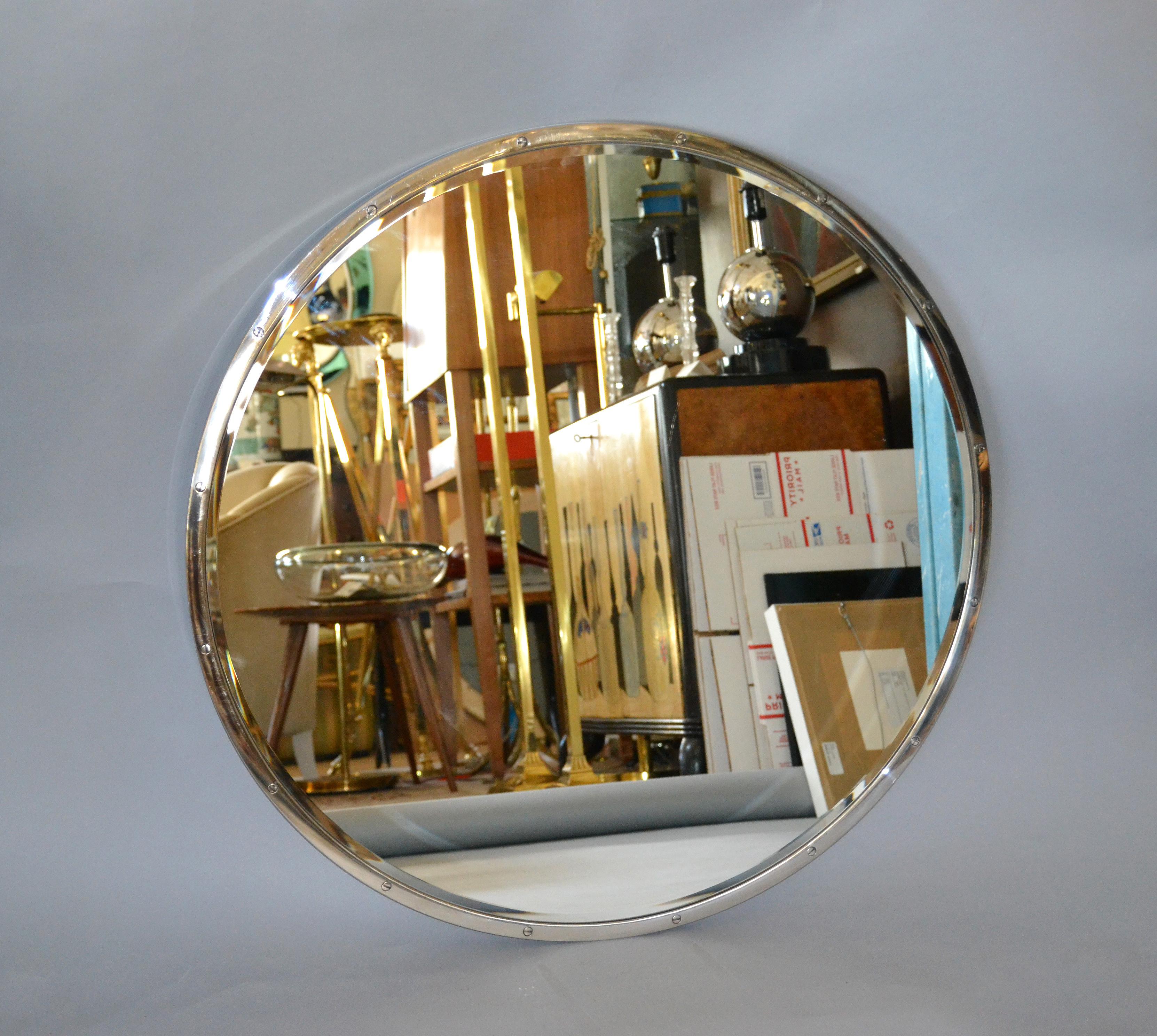 Design Institute of America 'DIA' Mid-Century Modern Round Beveled Chrome Mirror 5