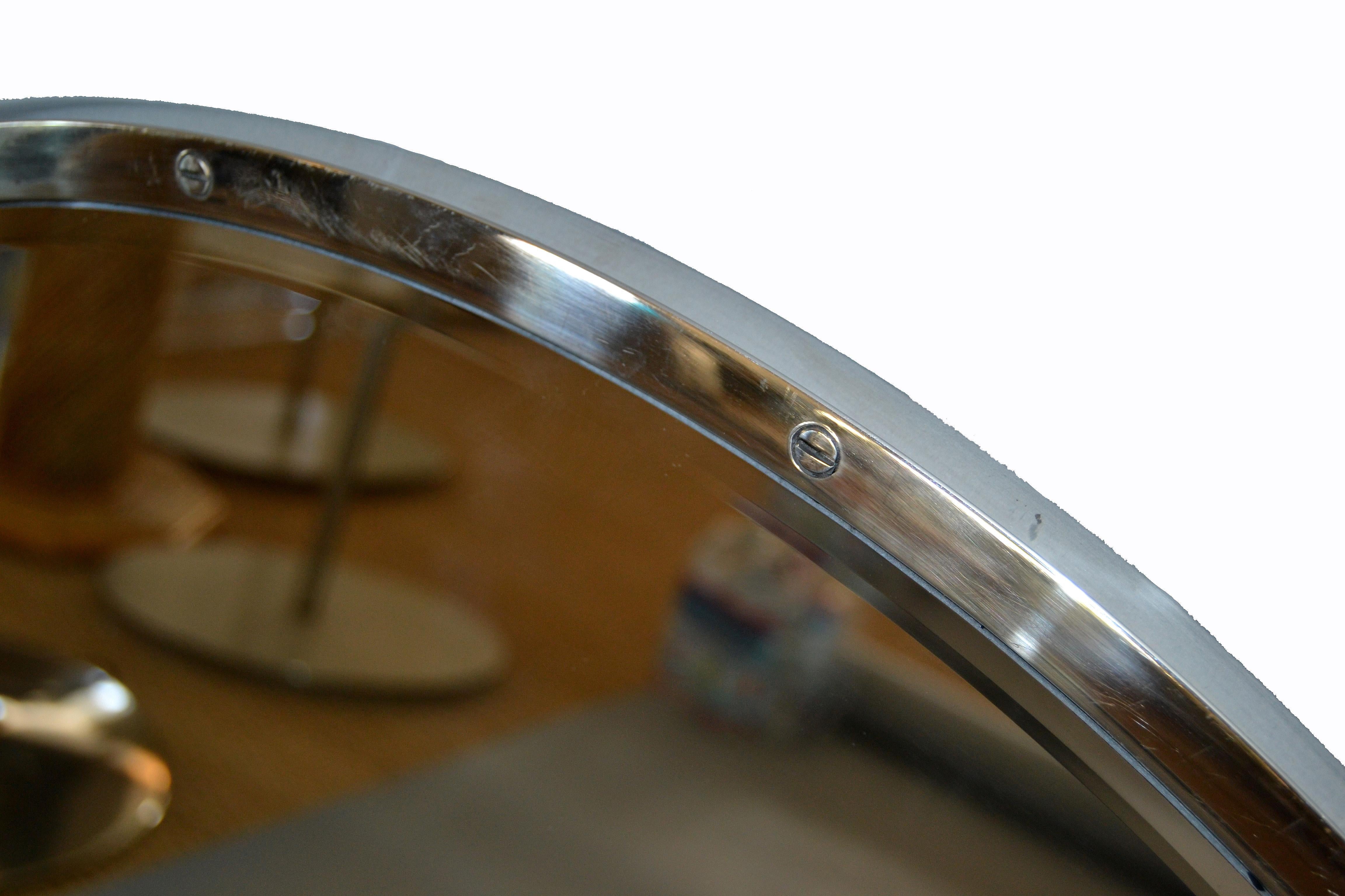 Design Institute of America 'DIA' Mid-Century Modern Round Beveled Chrome Mirror 1