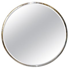 Design Institute of America 'DIA' Mid-Century Modern Round Beveled Chrome Mirror