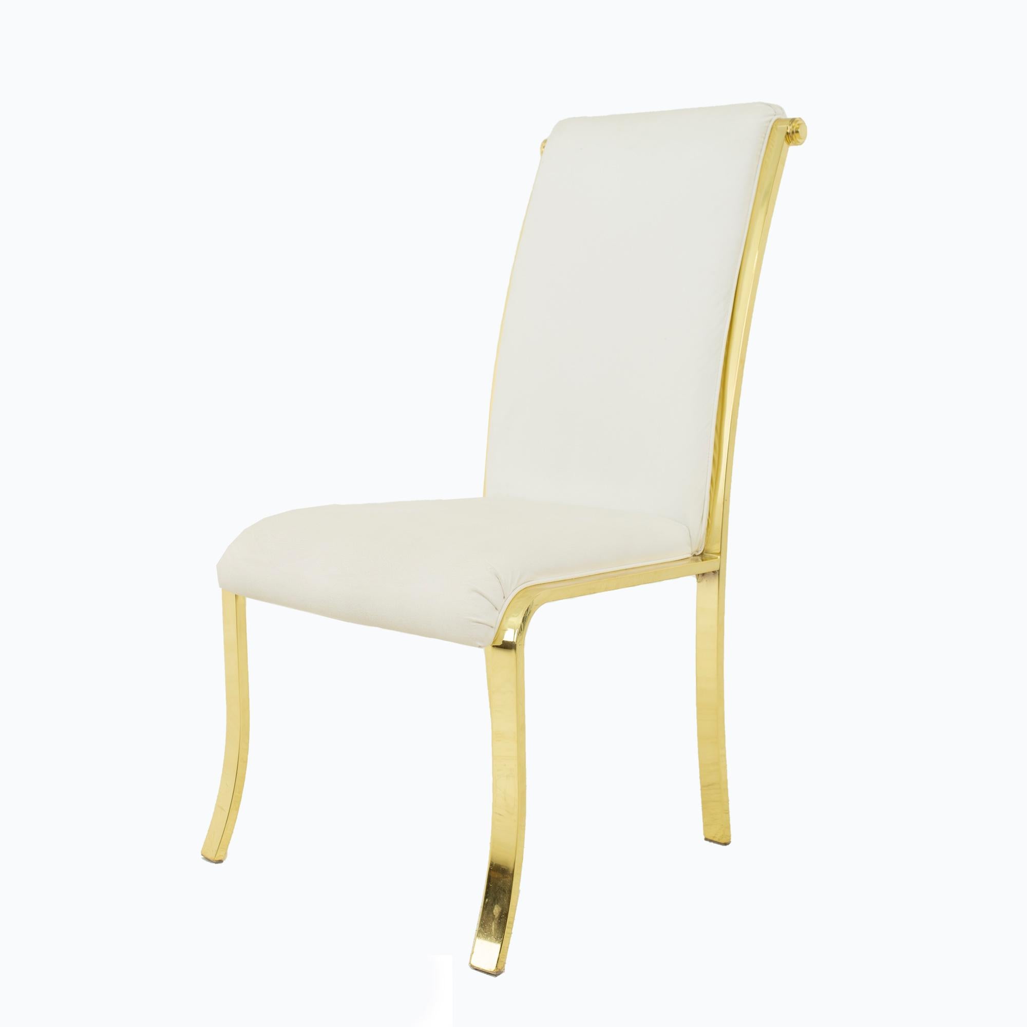 Design Institute of America DIA White and Brass Dining Chairs, Set of 6 5