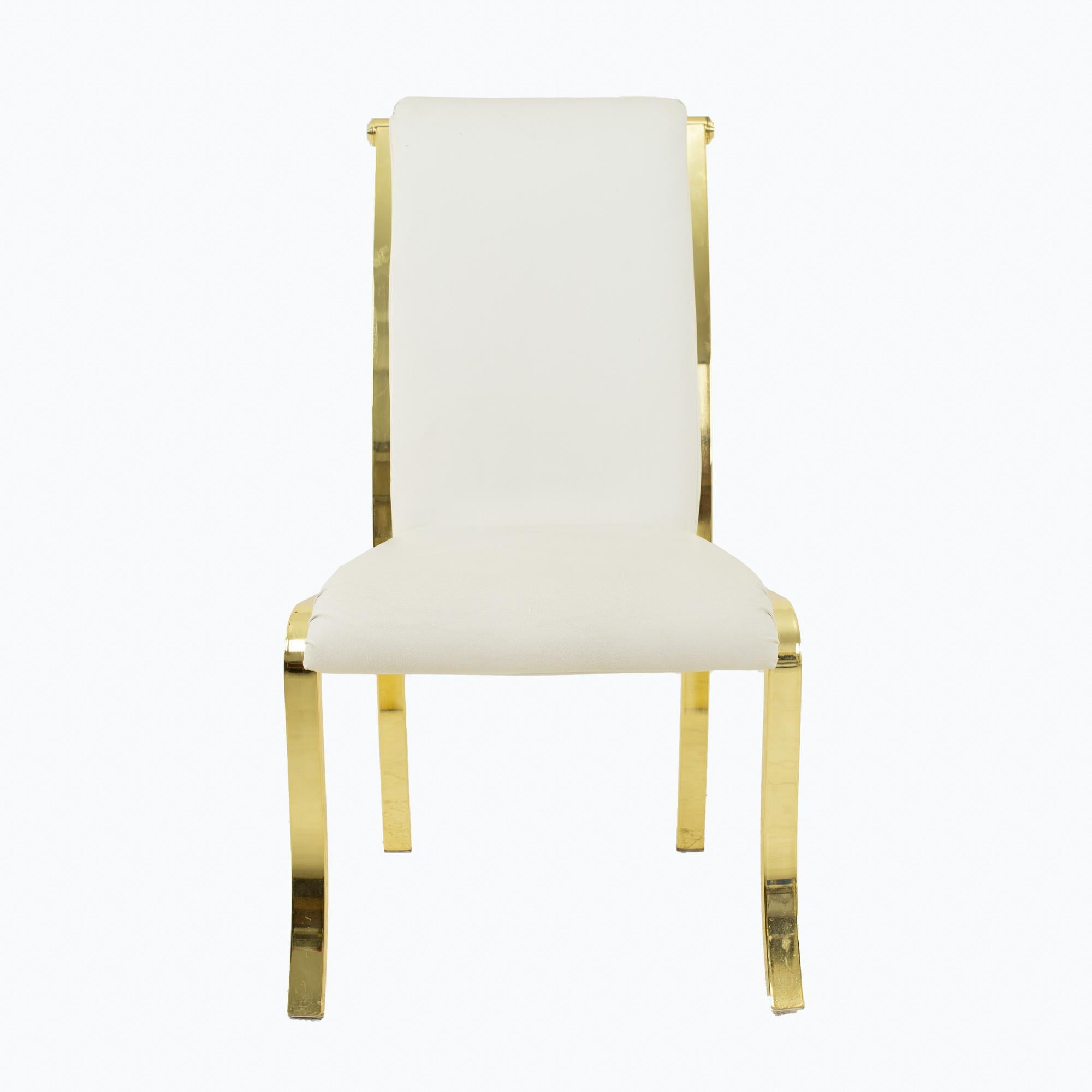 Design Institute of America DIA White and Brass Dining Chairs, Set of 6 6