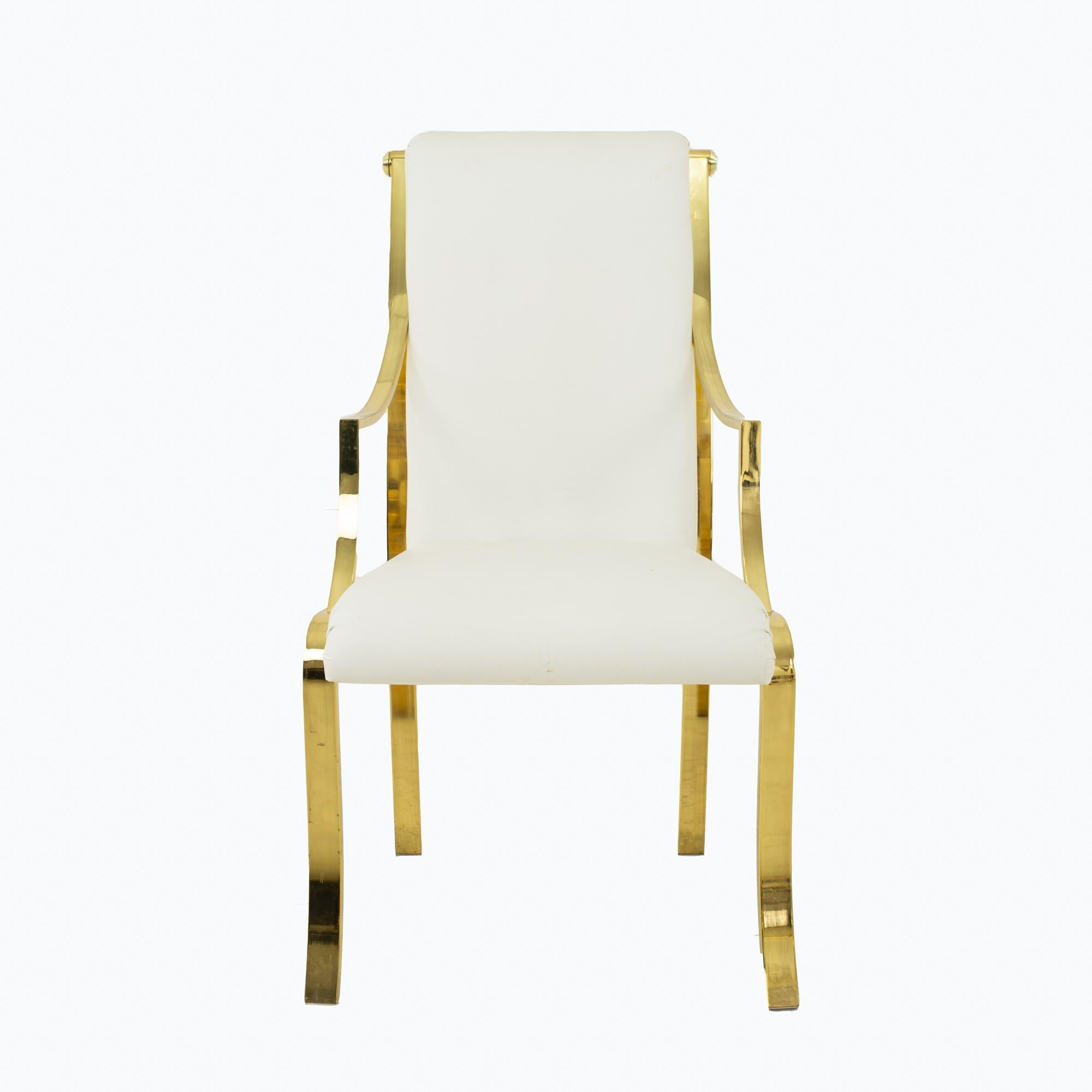 Late 20th Century Design Institute of America DIA White and Brass Dining Chairs, Set of 6