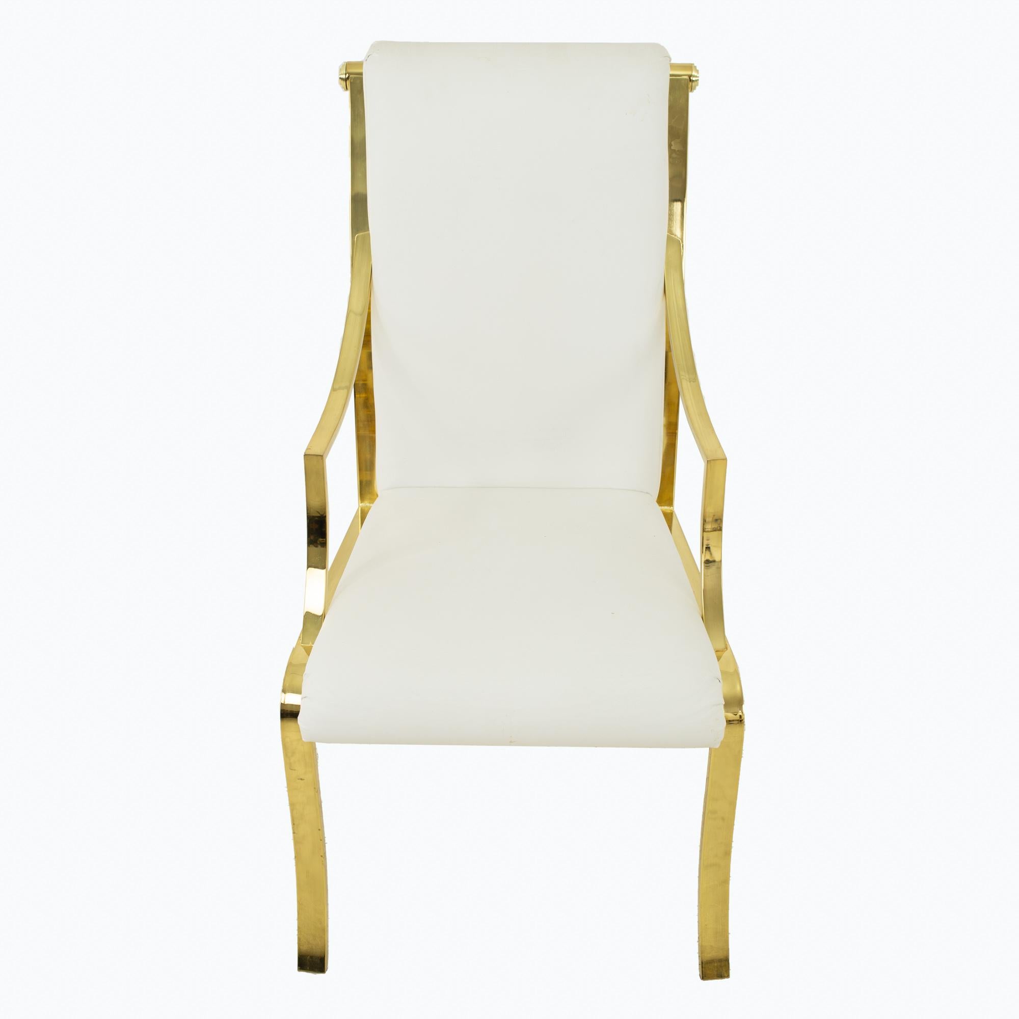 Design Institute of America DIA White and Brass Dining Chairs, Set of 6 3