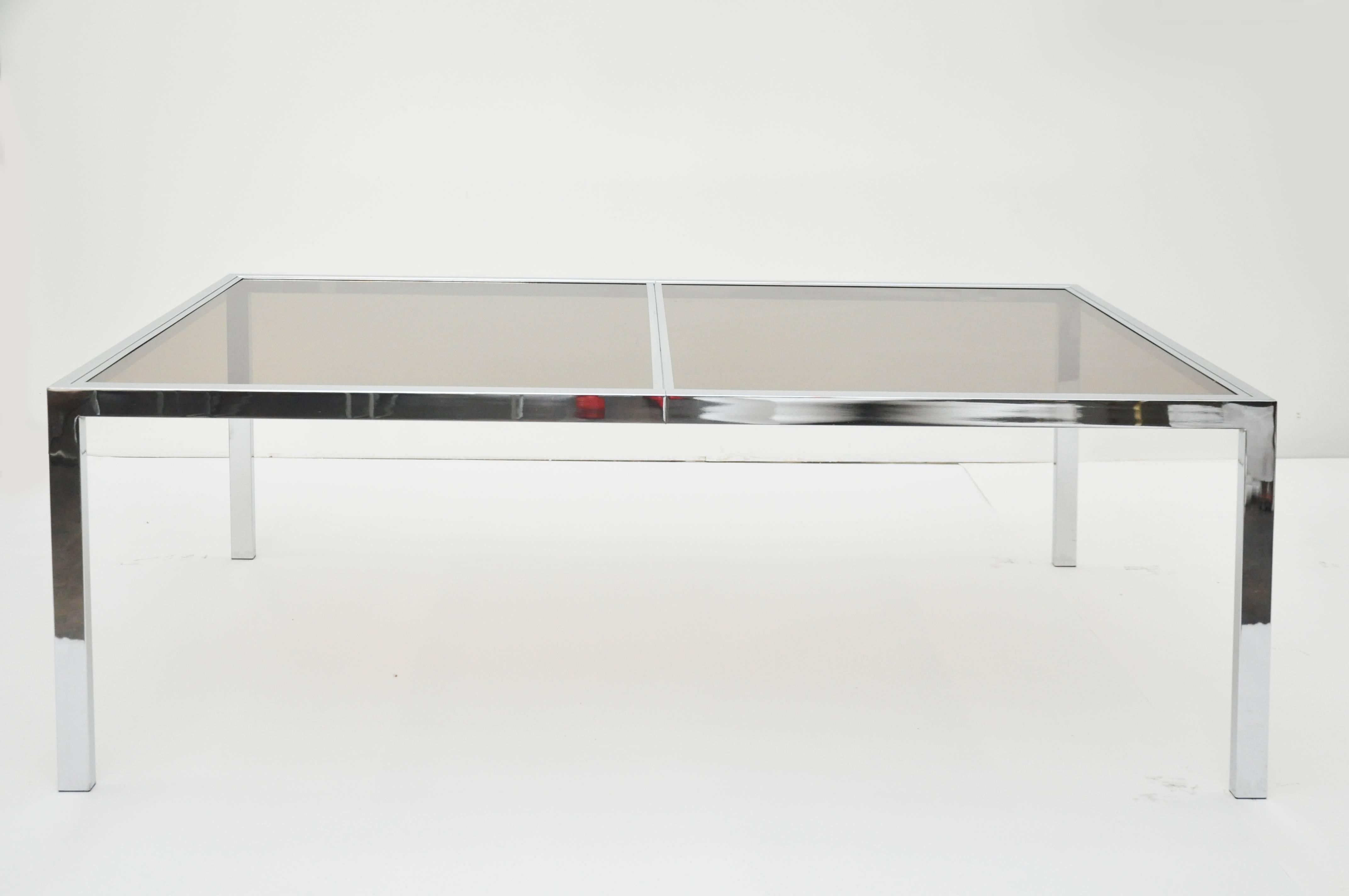 Late 20th Century Design Institute of America Glass and Chrome Dining Table For Sale