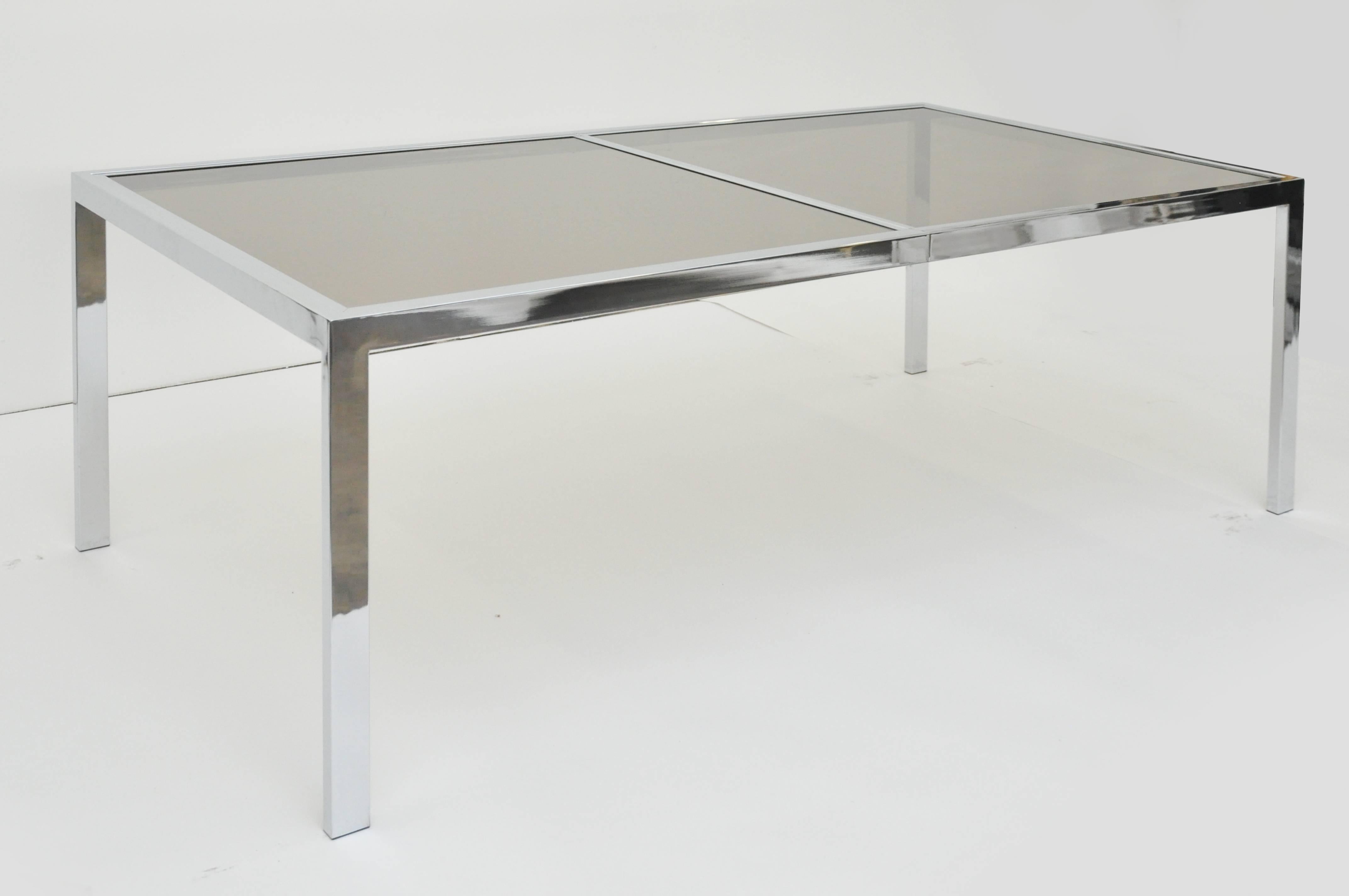 Design Institute of America Glass and Chrome Dining Table For Sale 1