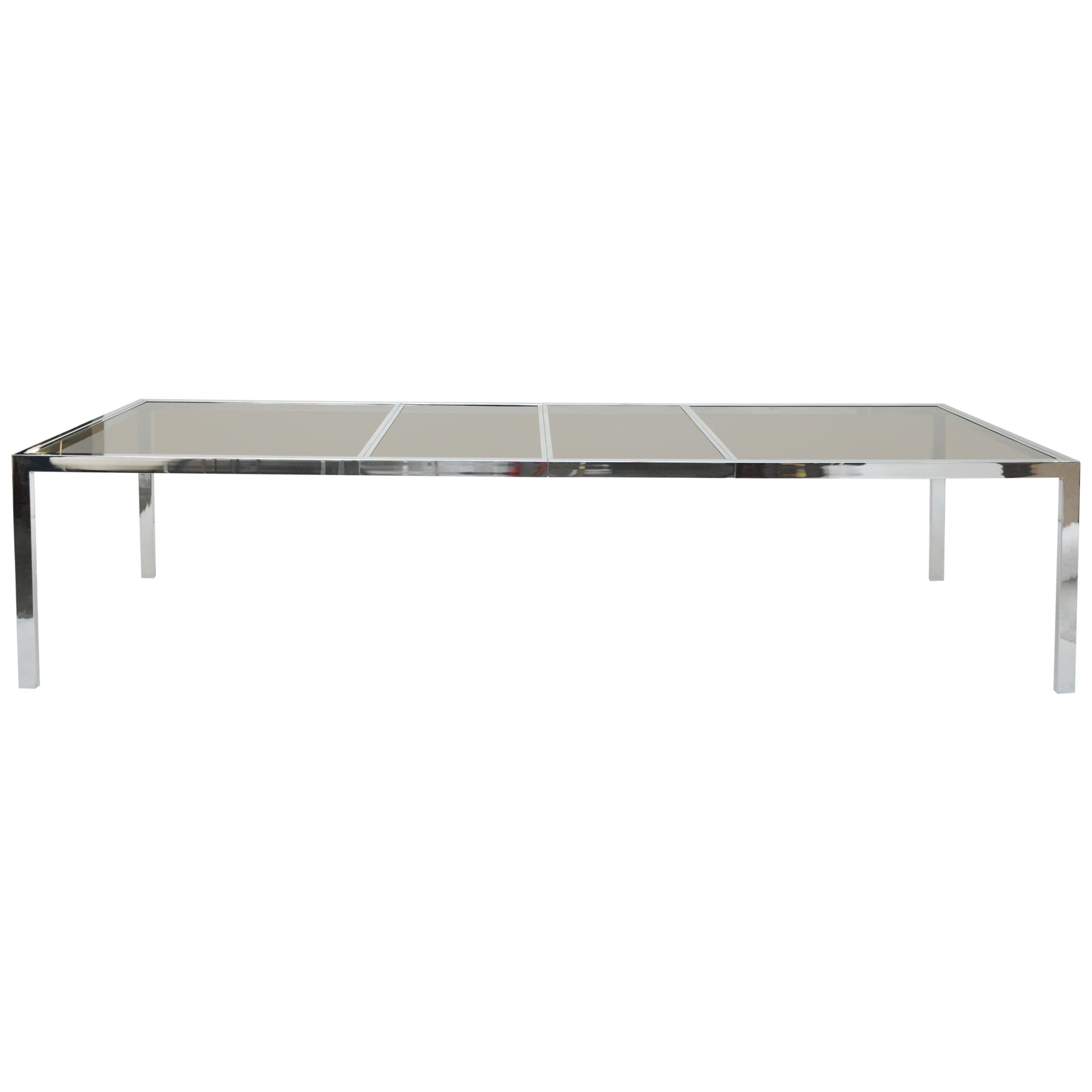 Design Institute of America Glass and Chrome Dining Table For Sale