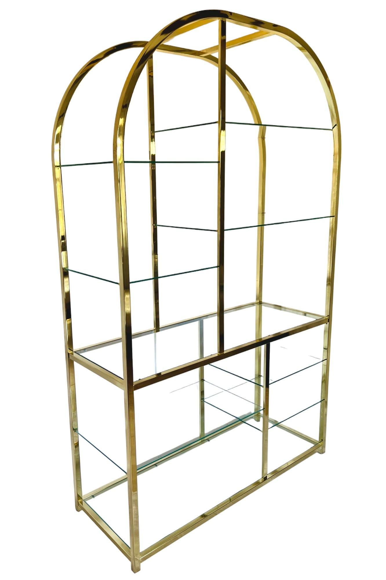 Late 20th Century Design Institute of America Gold Tiered Glass Arched Etagere, 1985