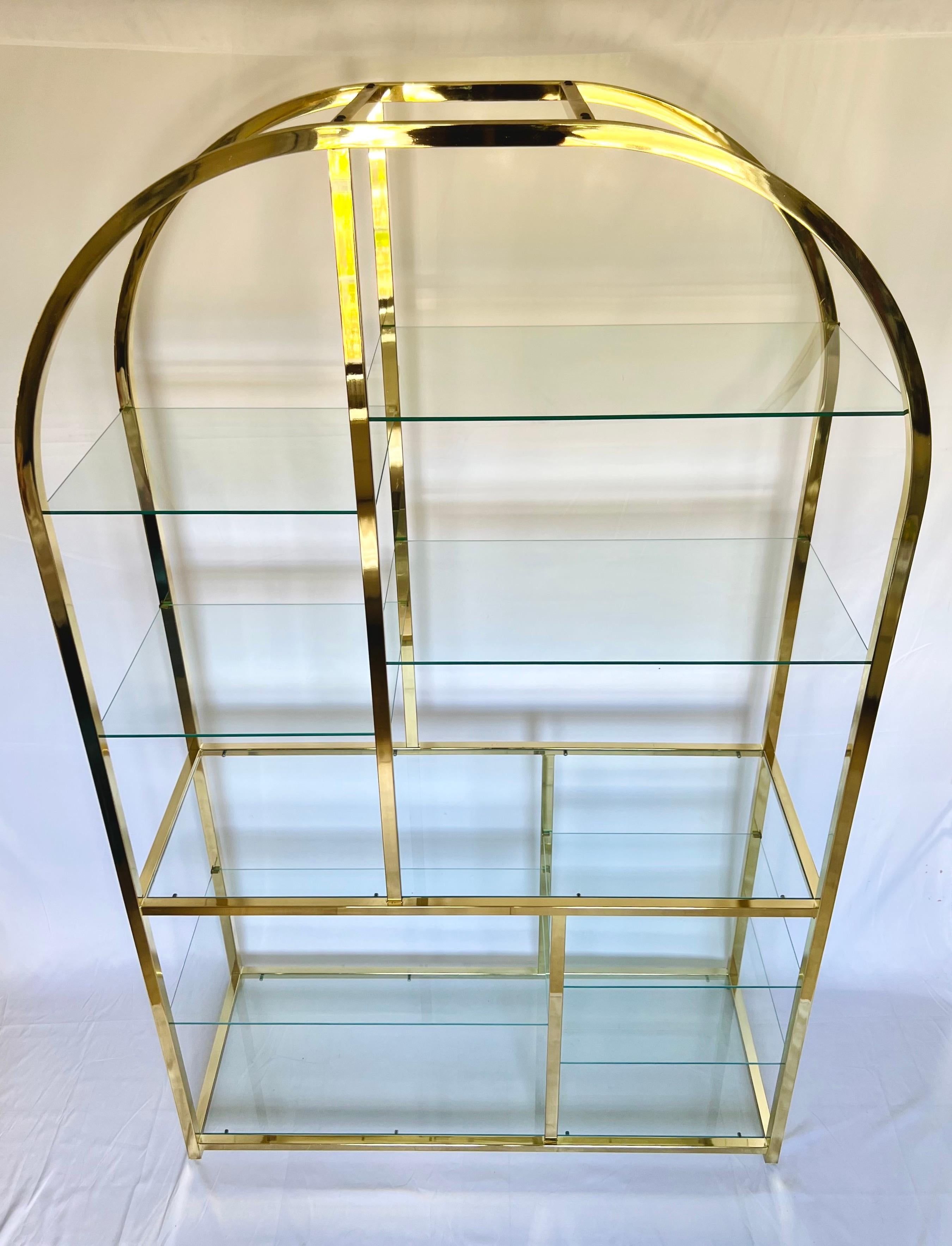 Design Institute of America Gold Tiered Glass Arched Etagere, 1985 1