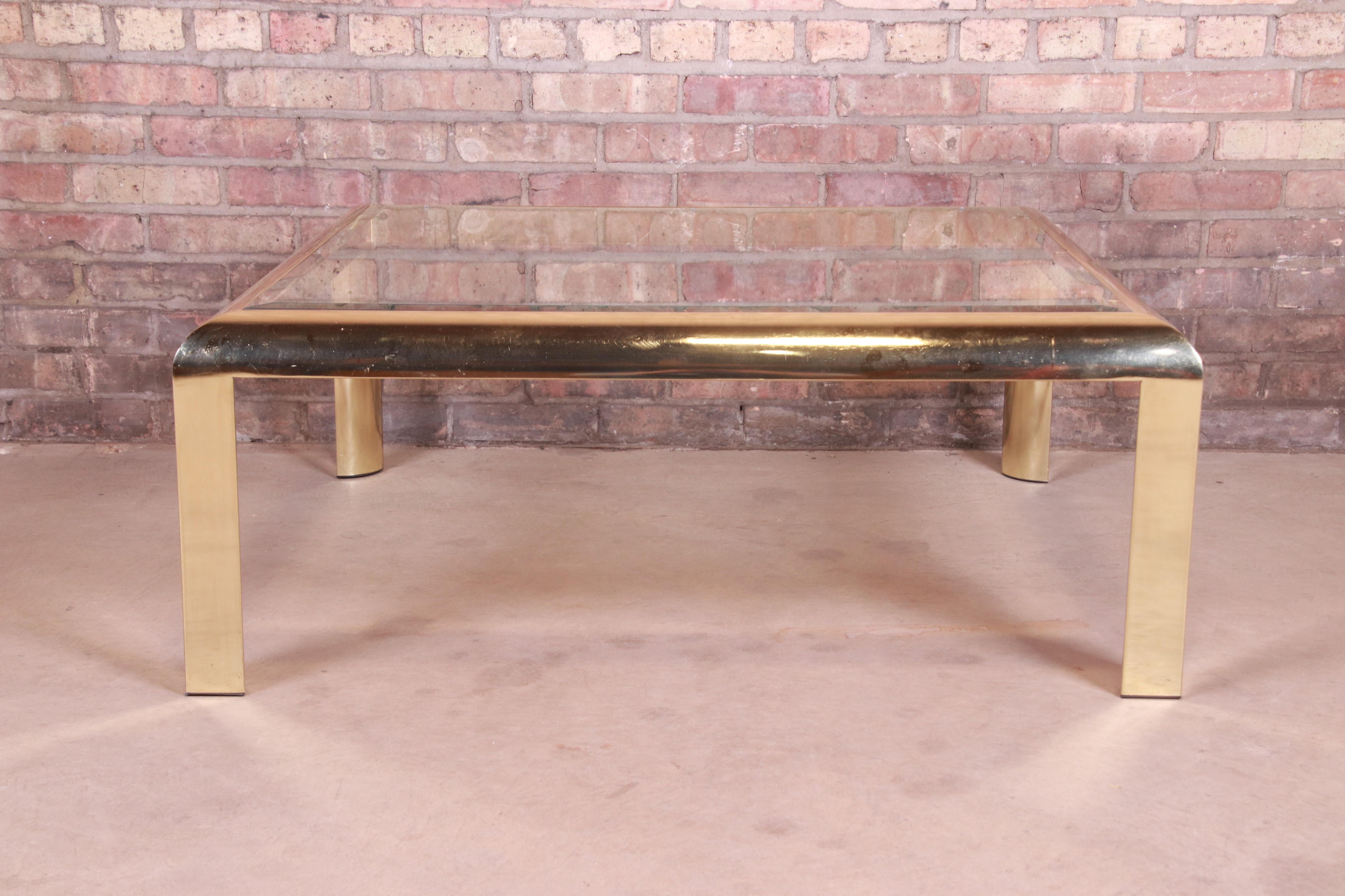 Design Institute of America Hollywood Regency Brass & Glass Cocktail Table, 1984 For Sale 7