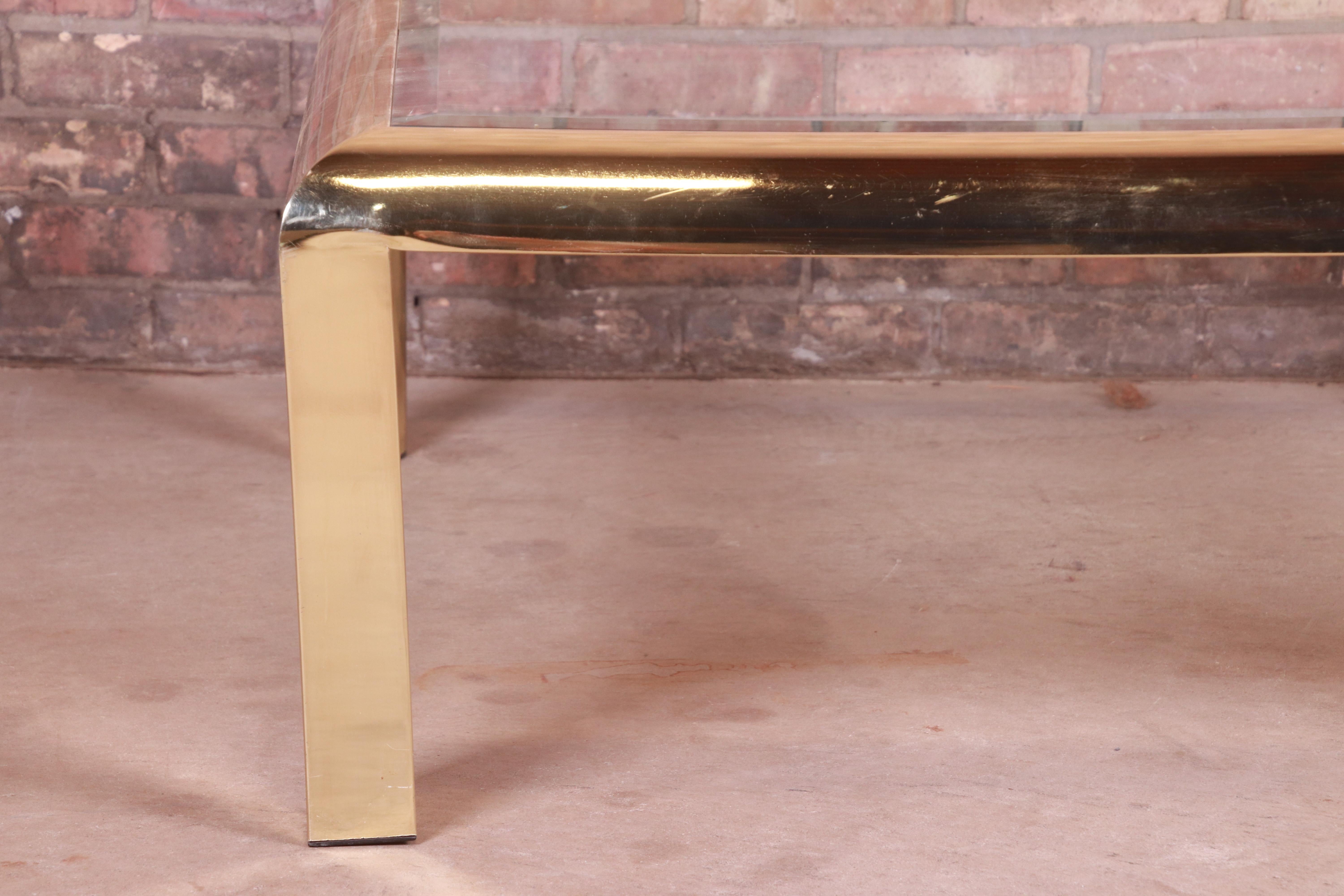 Design Institute of America Hollywood Regency Brass & Glass Cocktail Table, 1984 For Sale 9