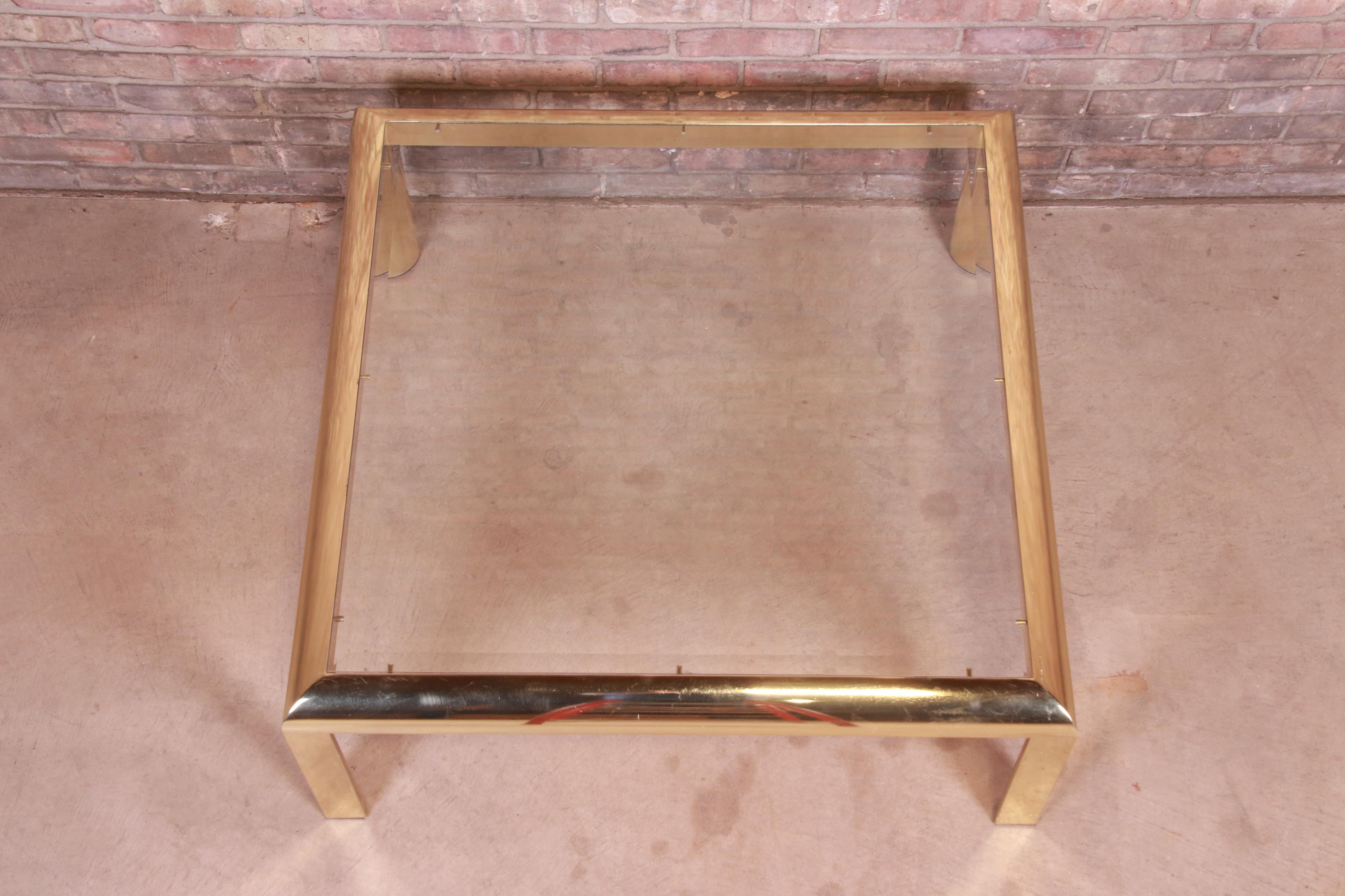 Design Institute of America Hollywood Regency Brass & Glass Cocktail Table, 1984 For Sale 1