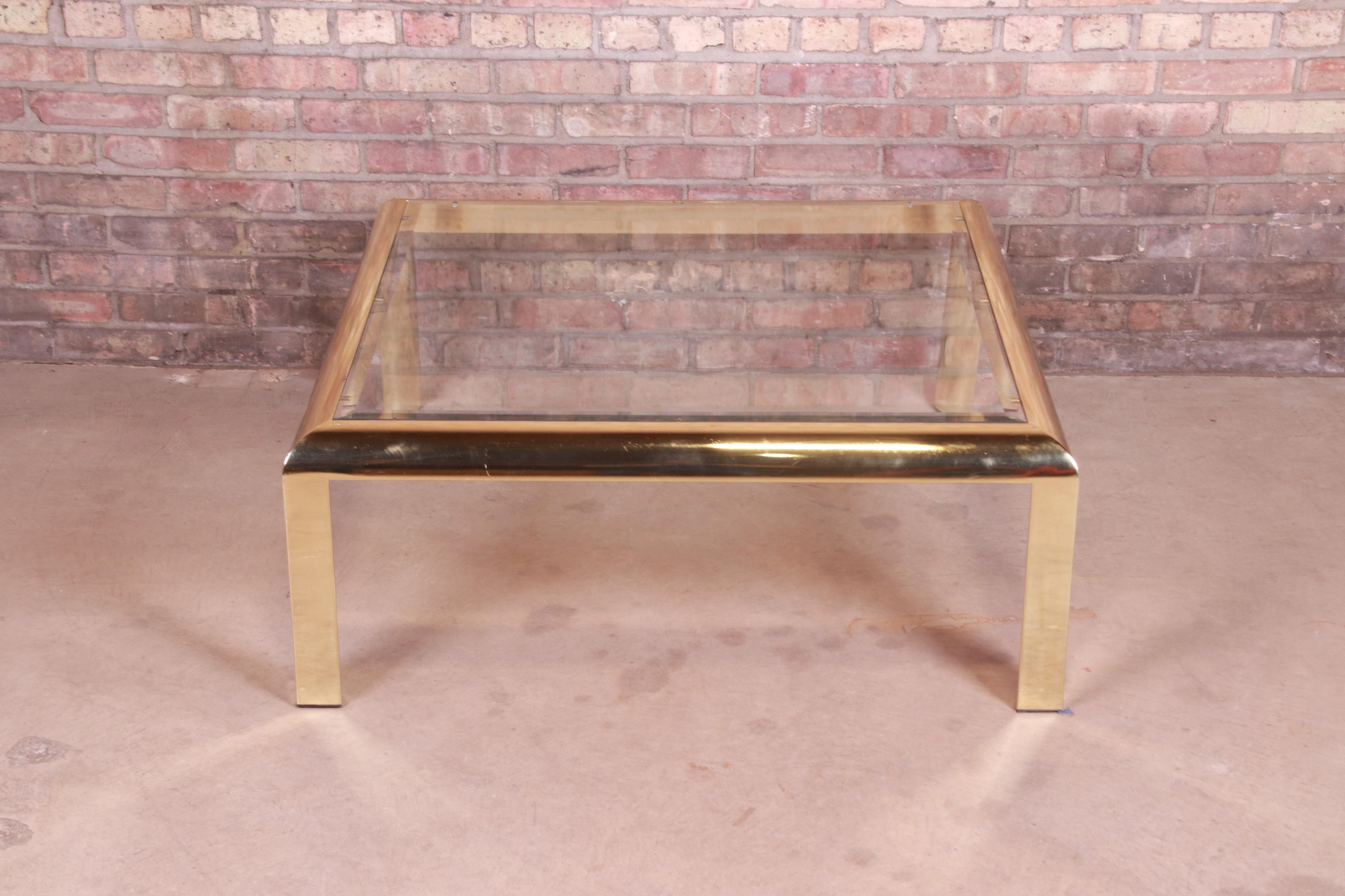 Design Institute of America Hollywood Regency Brass & Glass Cocktail Table, 1984 For Sale 3