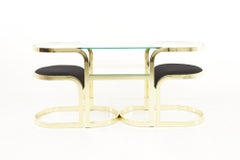 Design Institute of America Mid Century Brass Sofa Table Console and Stools