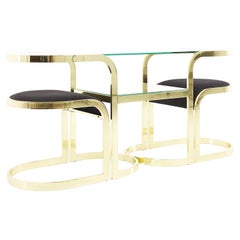 Design Institute of America Mid Century Brass Sofa Table Console and Stools