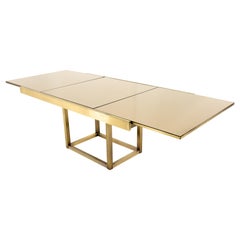 Design Institute of America Mid Century Brushed Brass and Glass Dining Table