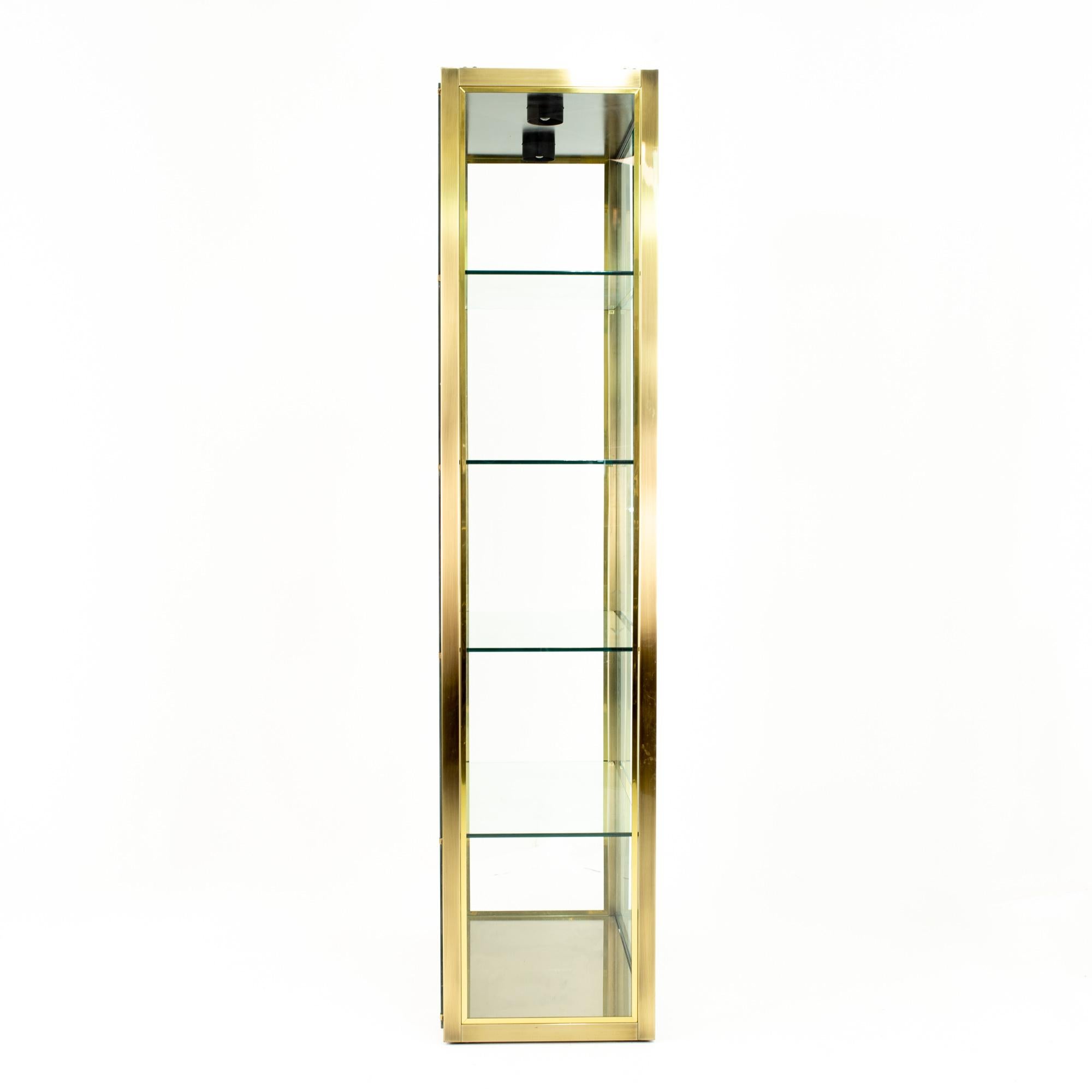 American Design Institute of America Midcentury Brushed Brass and Glass Display Case
