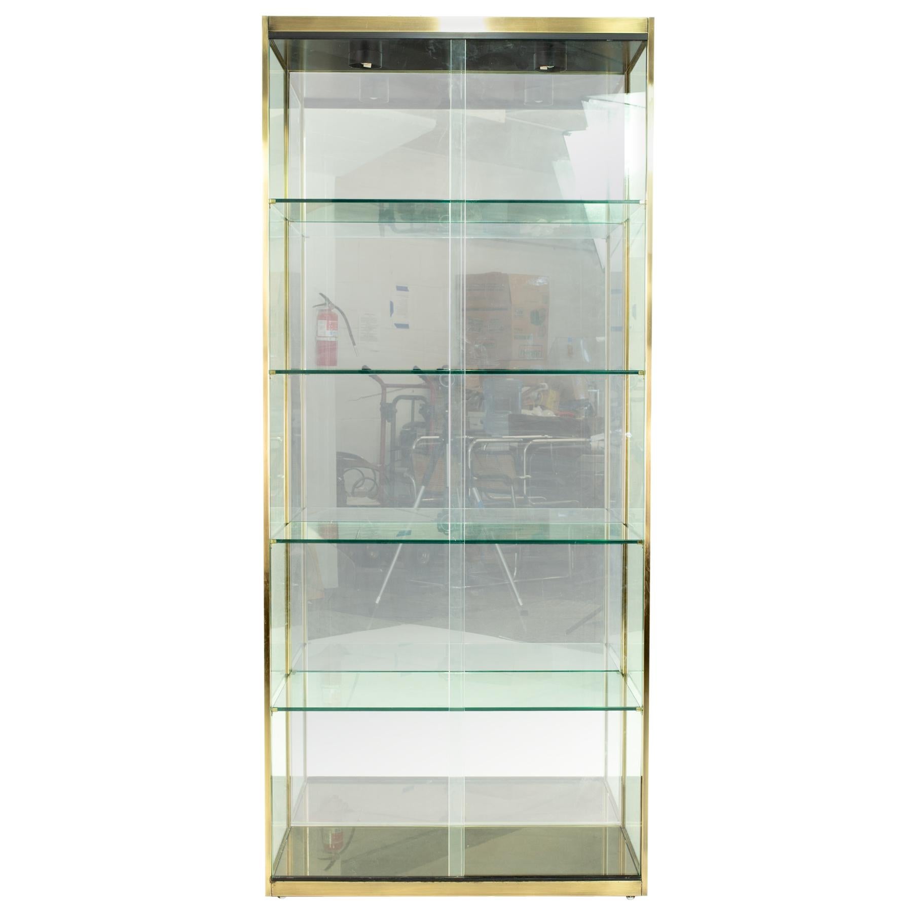 Design Institute of America Midcentury Brushed Brass and Glass Display Case