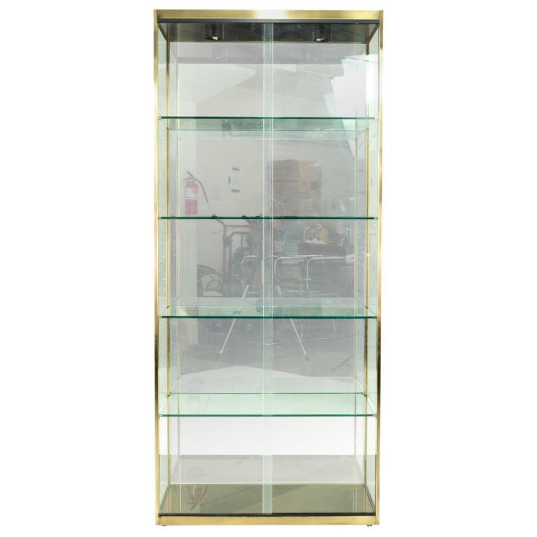 Design Institute of America Midcentury Brushed Brass and Glass Display ...