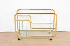 Design Institute of America Mid-Century Modern Brass and Glass Bar Cart
