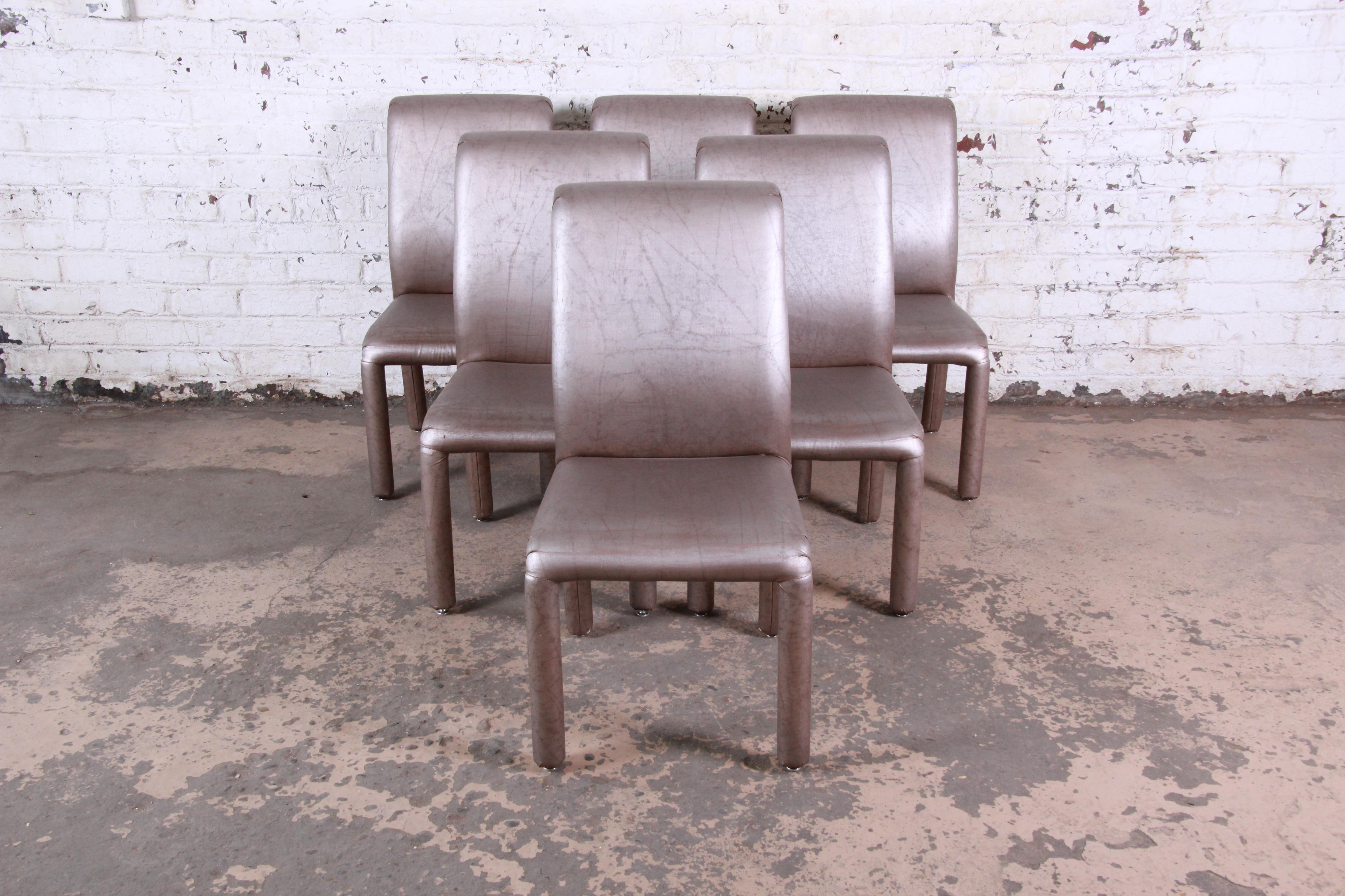 Design Institute of America Moderne gepolsterte Parsons-Esszimmerstühle aus der Jahrhundertmitte (Ende des 20. Jahrhunderts) im Angebot