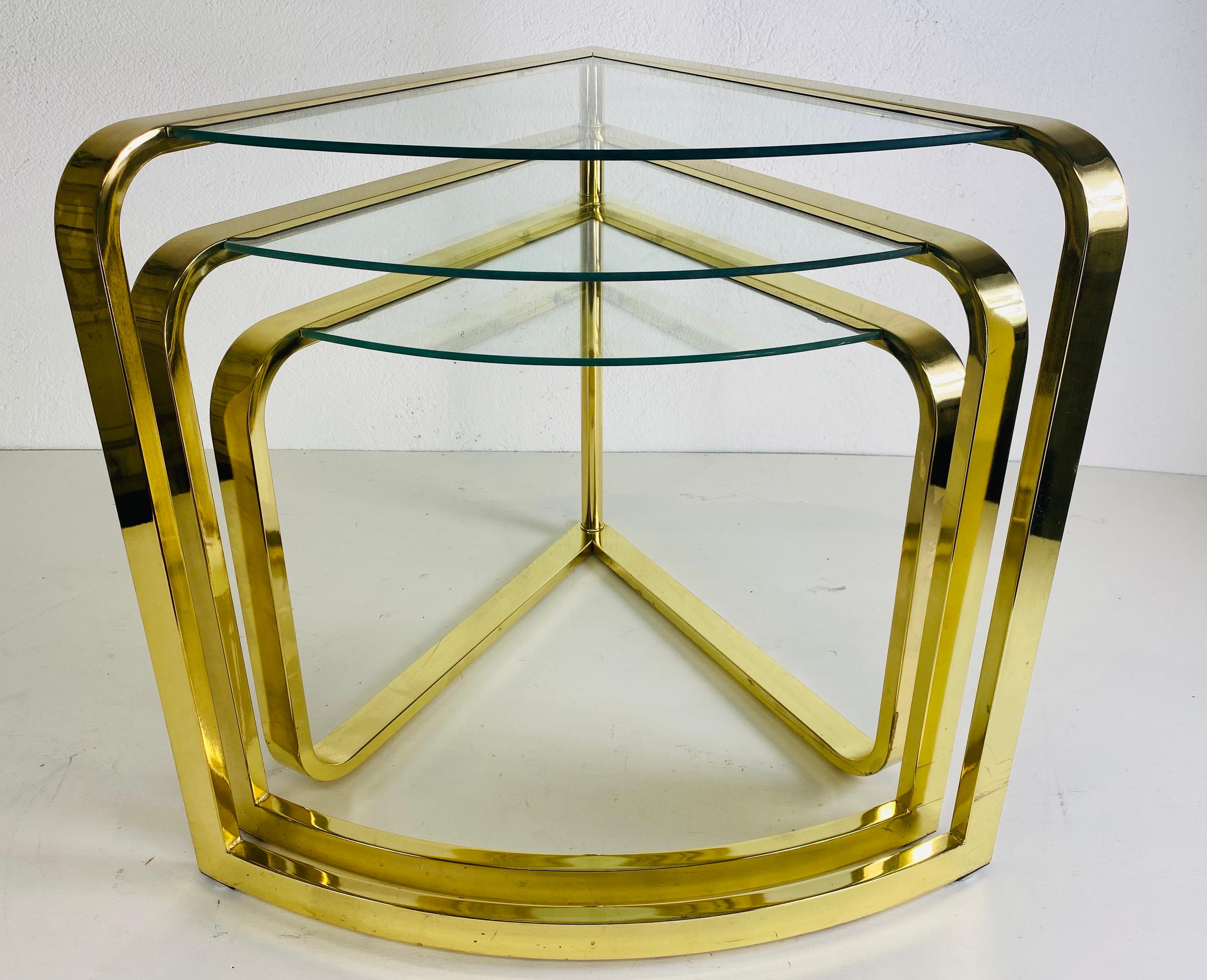 Polished Design Institute of America mid century modernist nesting tables For Sale