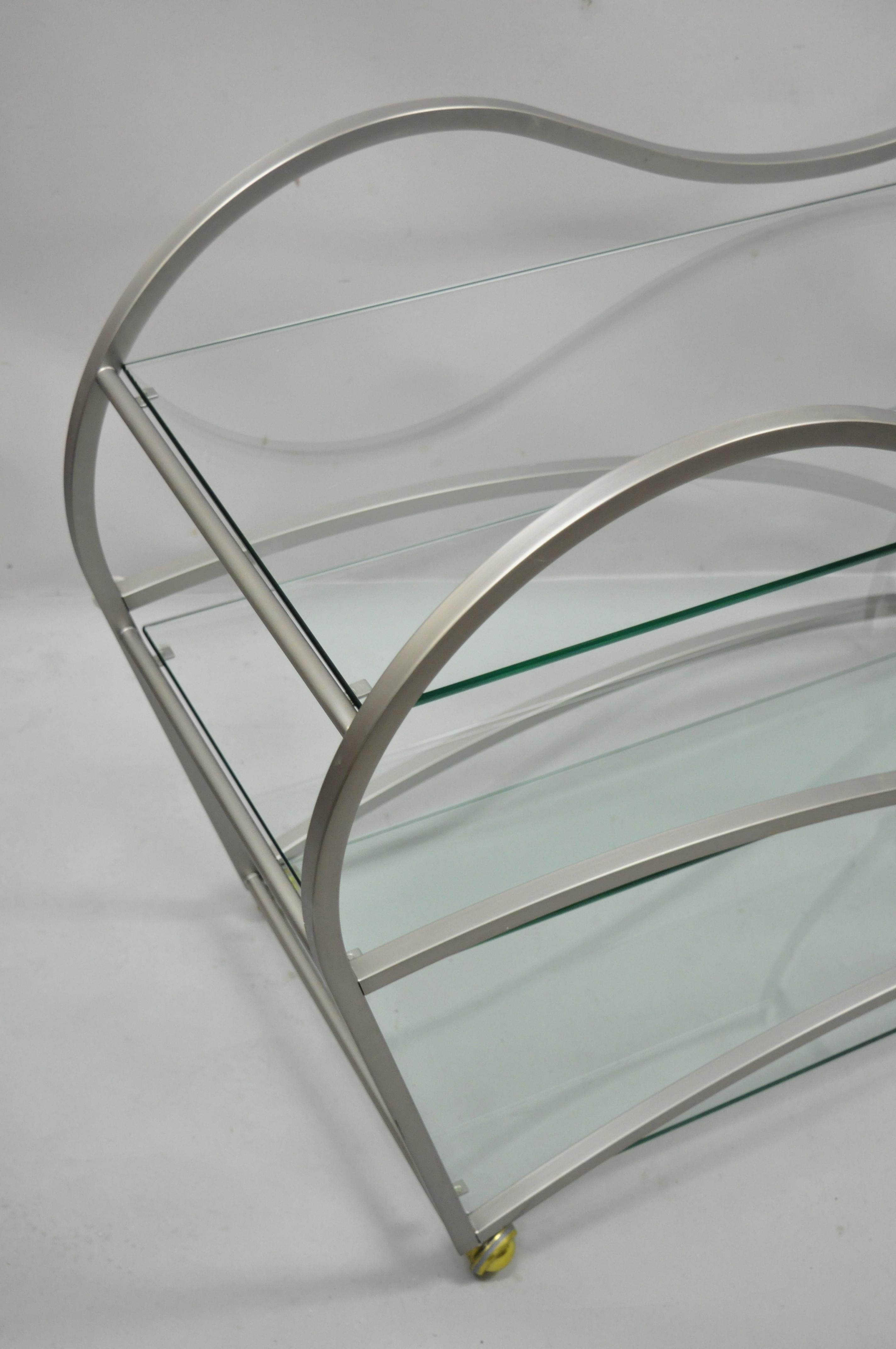 Design Institute of America Rick Lee Brushed Metal Sculptural Bar Cart In Good Condition For Sale In Philadelphia, PA