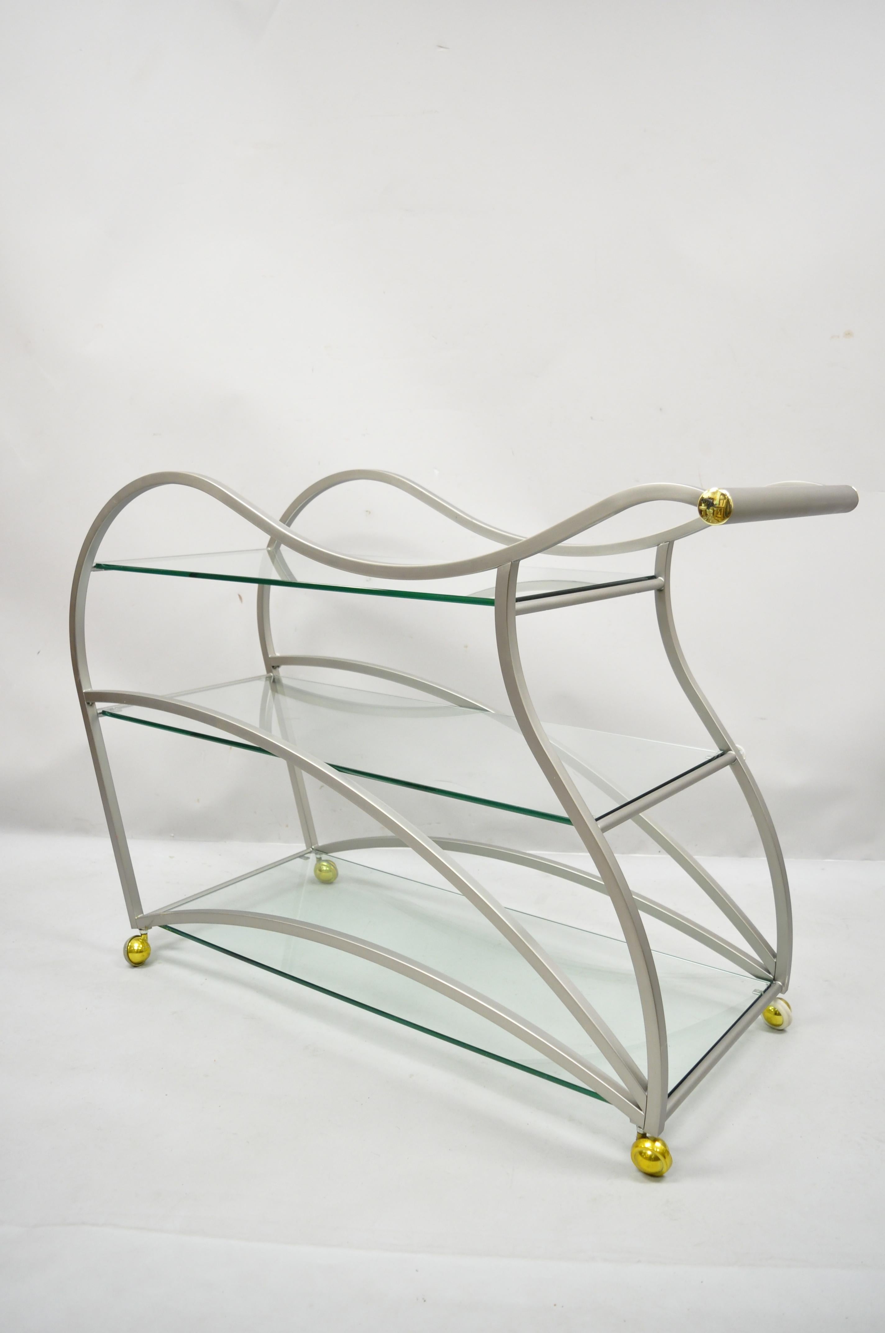 Design Institute of America Rick Lee Brushed Metal Sculptural Bar Cart For Sale 1