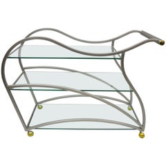 Vintage Design Institute of America Rick Lee Brushed Metal Sculptural Bar Cart