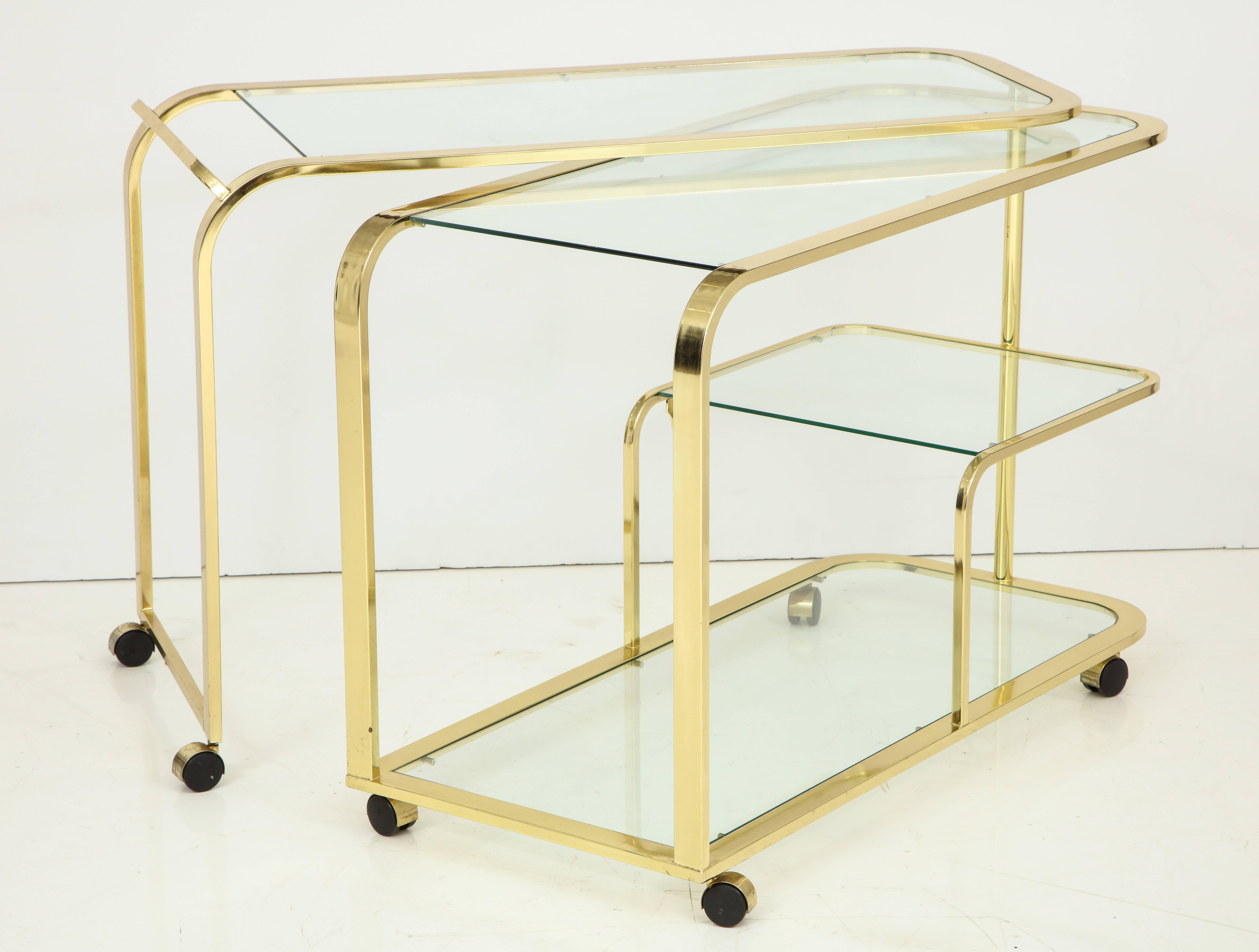  Design Institute of America Milo Baughman Style Expanding Bar/ Serving Cart In Good Condition In New York, NY