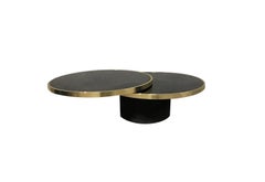 Design Institute of America Revolving Black Glass & Brass Coffee Table